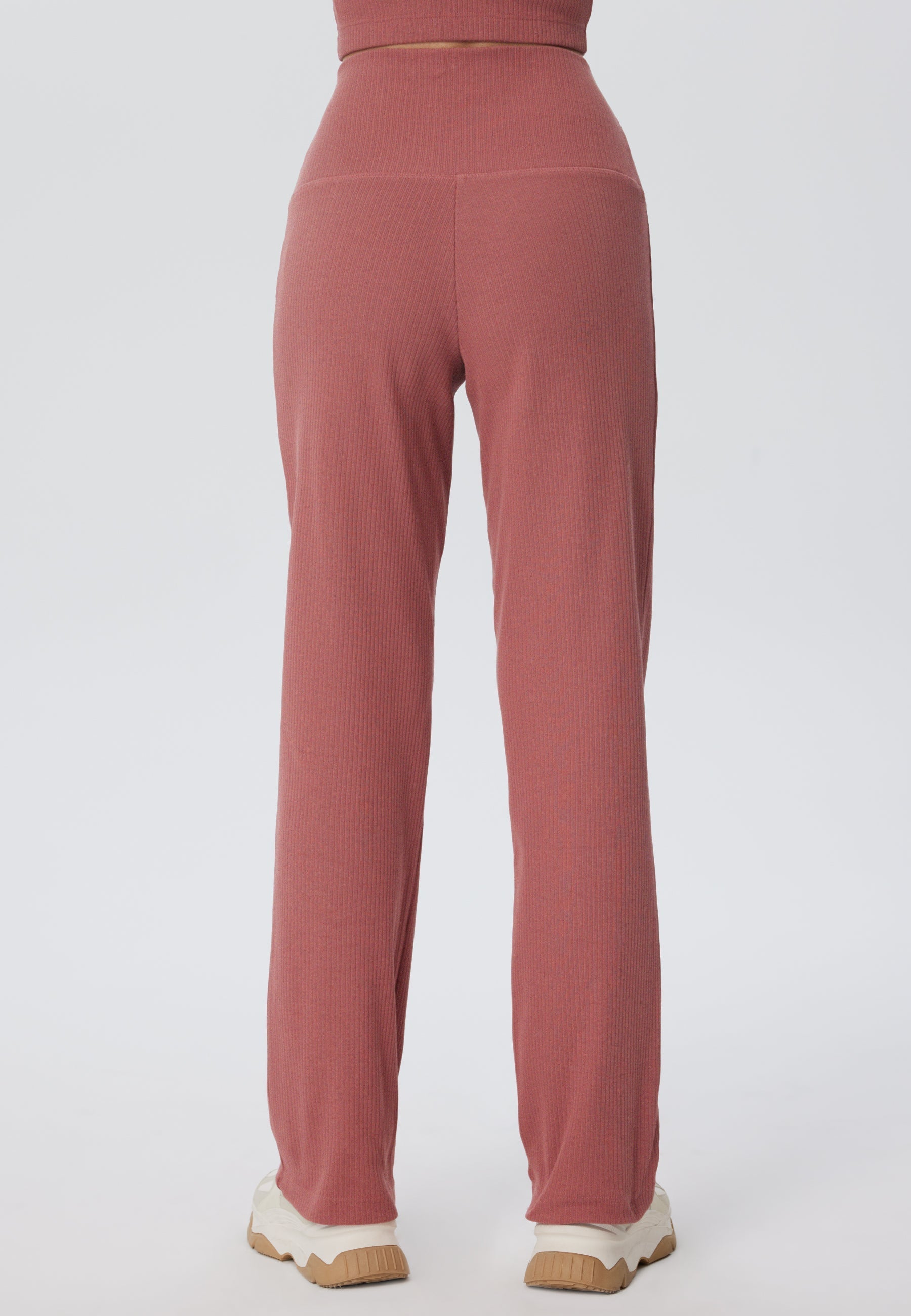 Leela Cotton womens vegan Pants Rib Dark Mauve