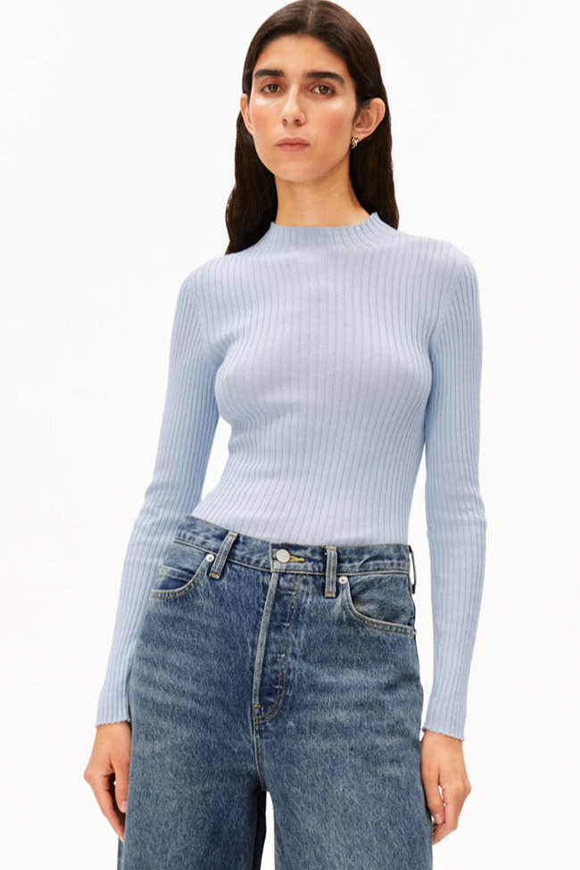 ARMEDANGELS Damen vegan Top Alaania Mist Blue