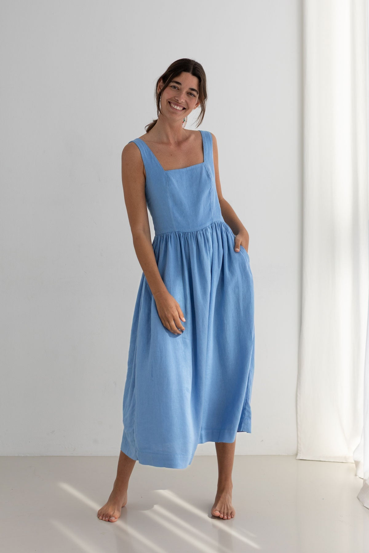 TWOTHIRDS Damen vegan Kleid Formentera In Denimblau