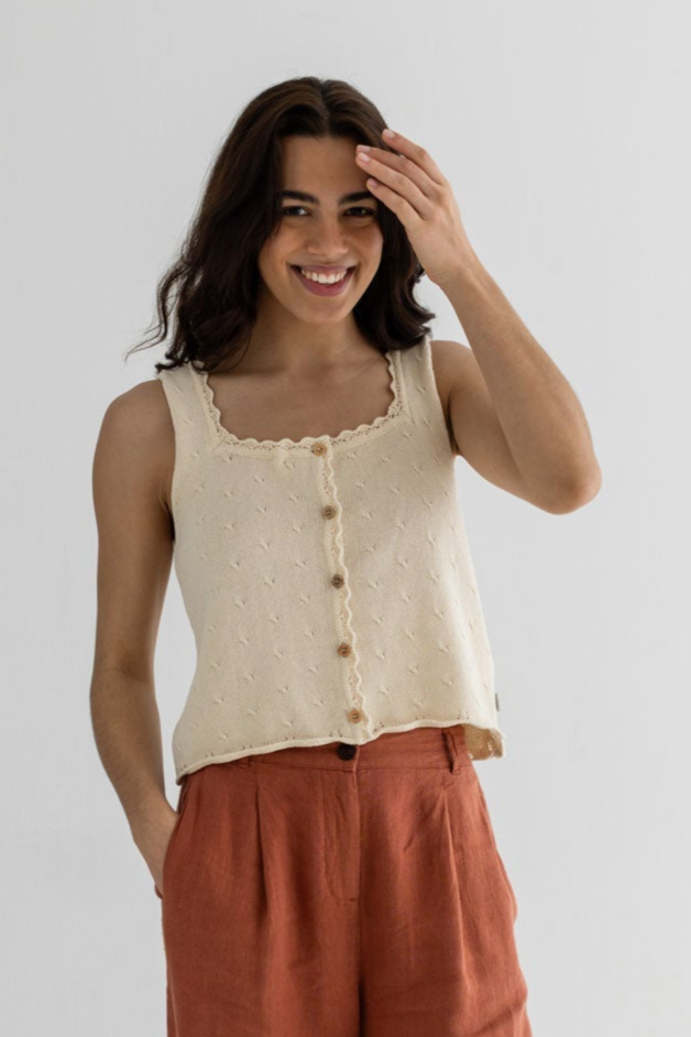 TWOTHIRDS womens vegan Top Froson Ecru