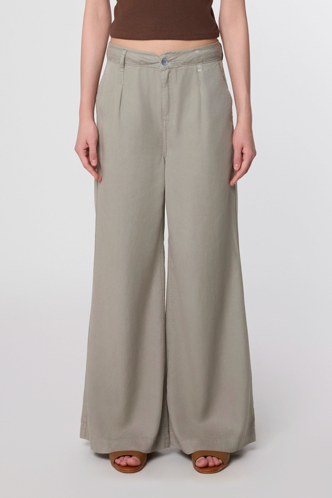 DAWN Damen vegan Hose Blaze Mit Superweitem Bein Rock Oliv
