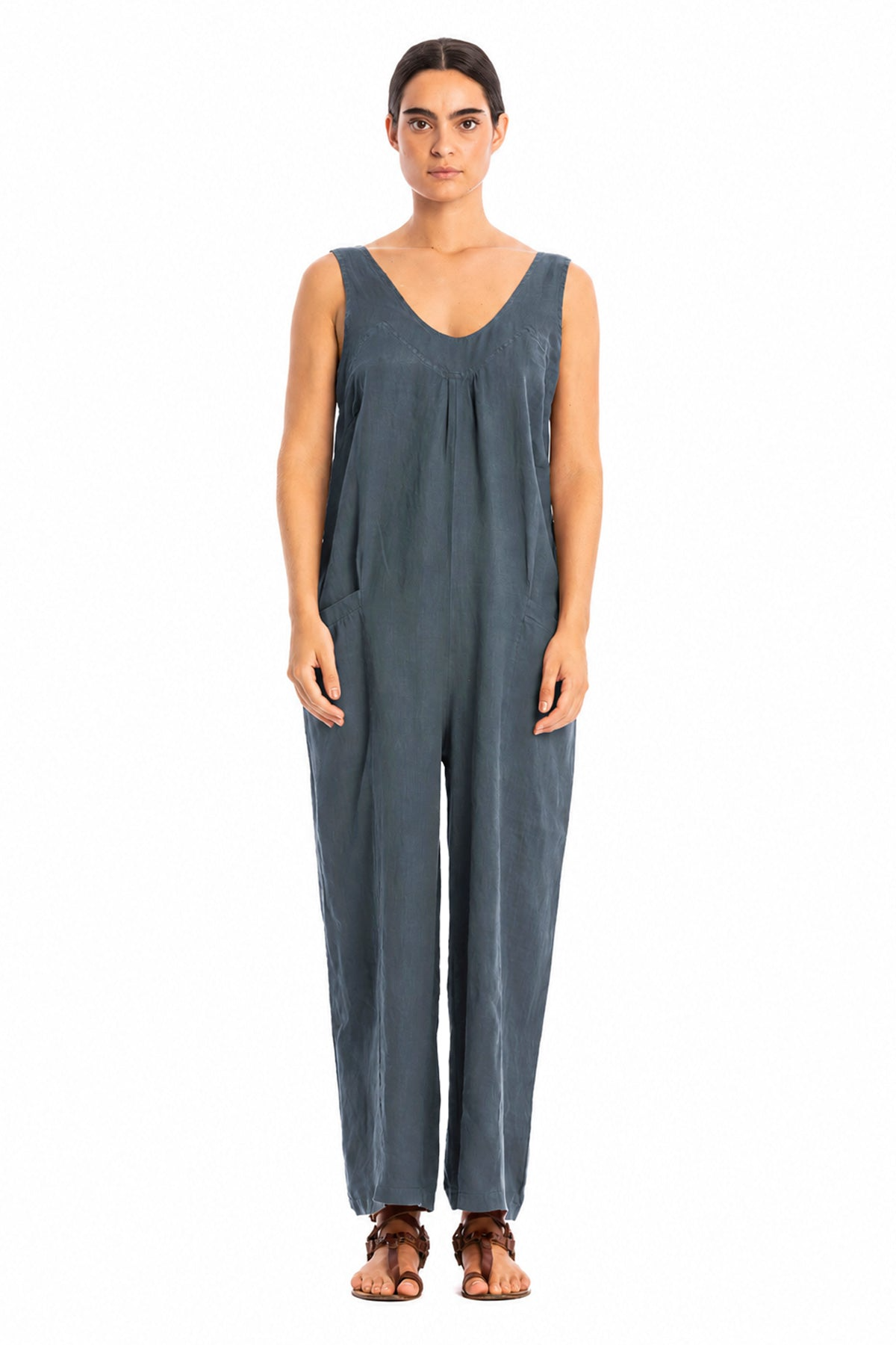 RAVENS VIEW IBIZA Damen vegan Jumpsuit Aura In Ozeanblau