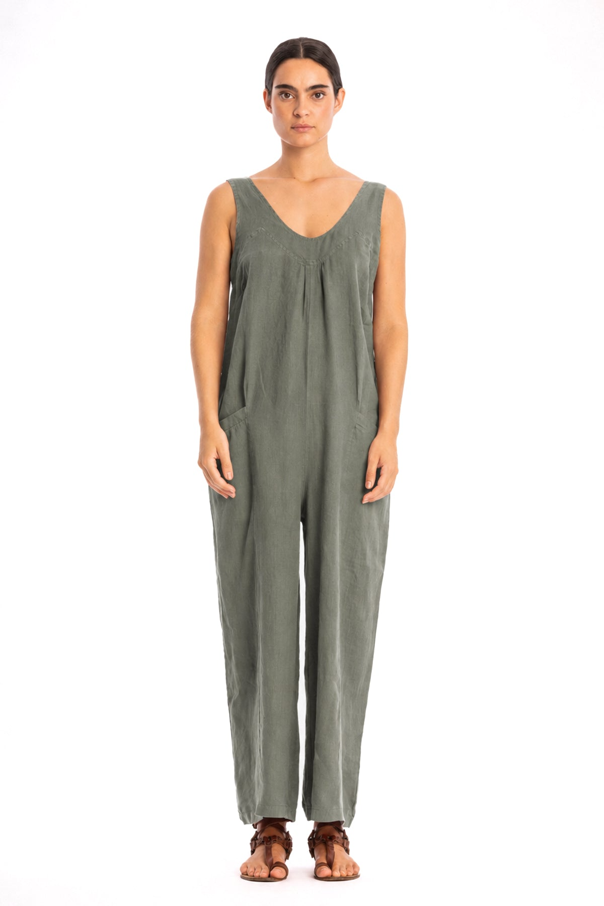 RAVENS VIEW IBIZA Damen vegan Jumpsuit Aura In Olivgr&Atilde;&frac14;n