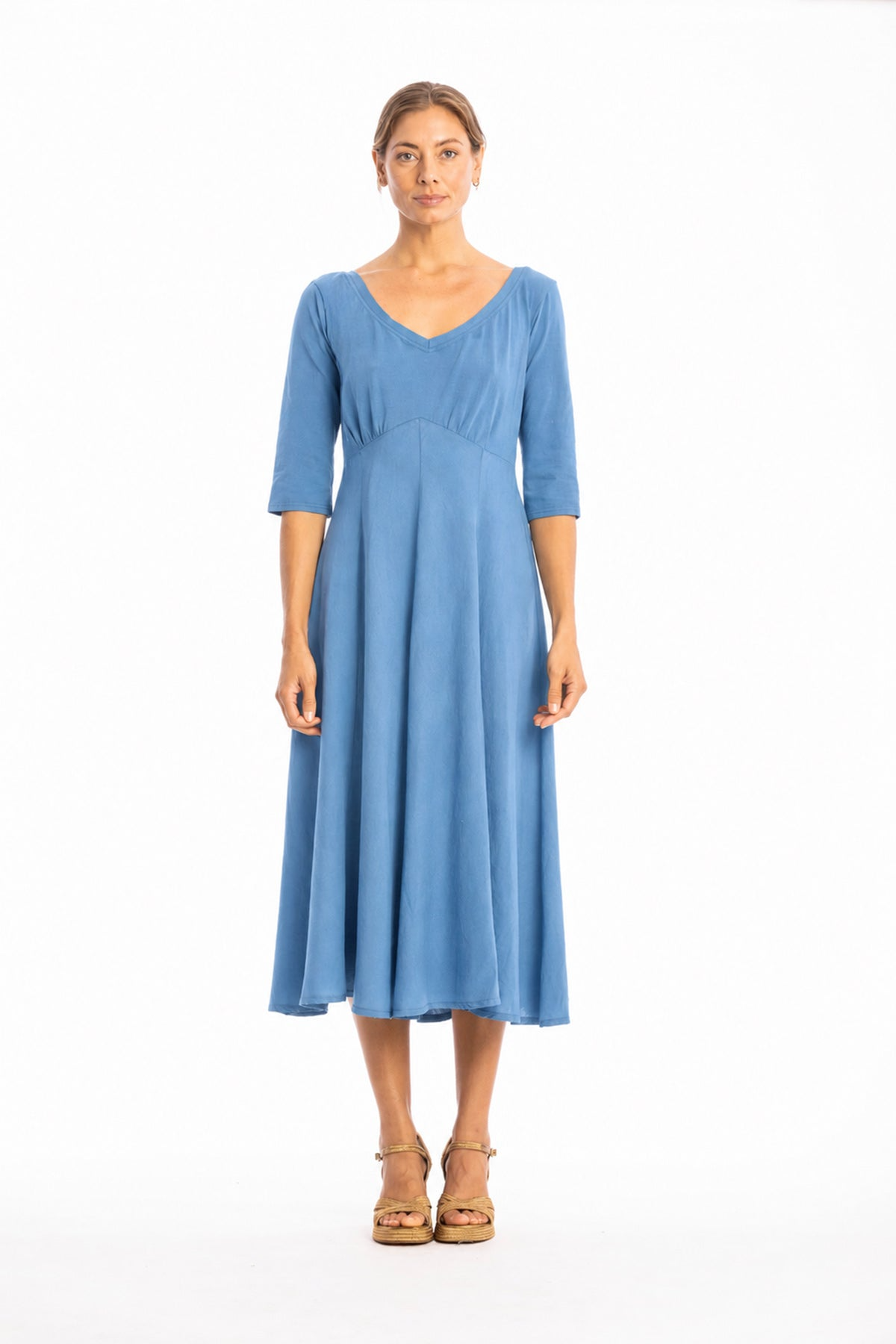RAVENS VIEW IBIZA Damen vegan Kleid Lima Ls In Maui Blau