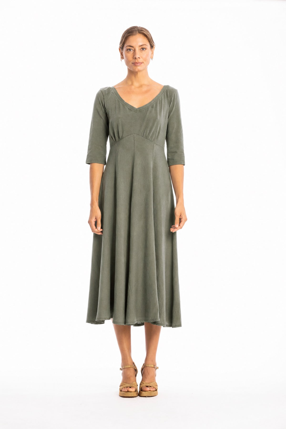 RAVENS VIEW IBIZA Damen vegan Kleid Lima Ls In Der Farbe Dust Olive