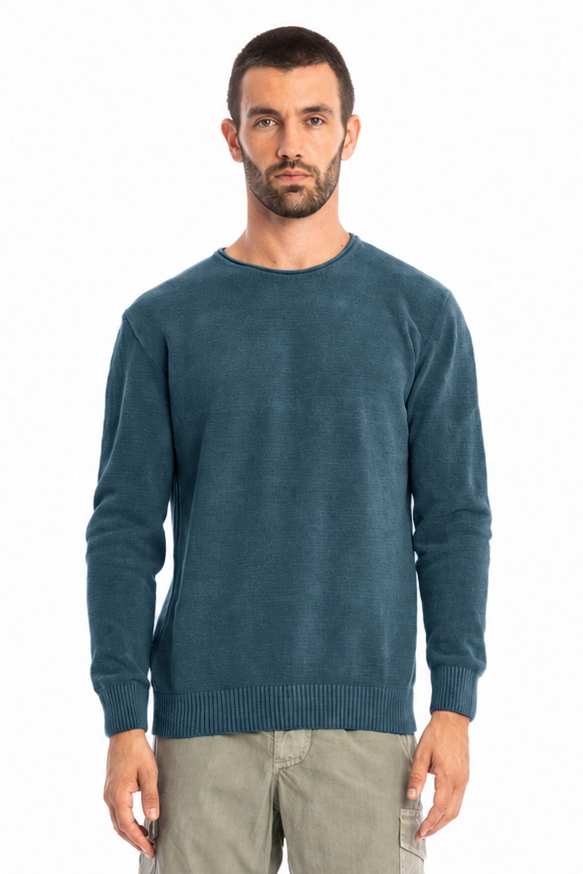 RAVENS VIEW IBIZA Herren vegan Pullover Keanu Knit In Ozeanblau
