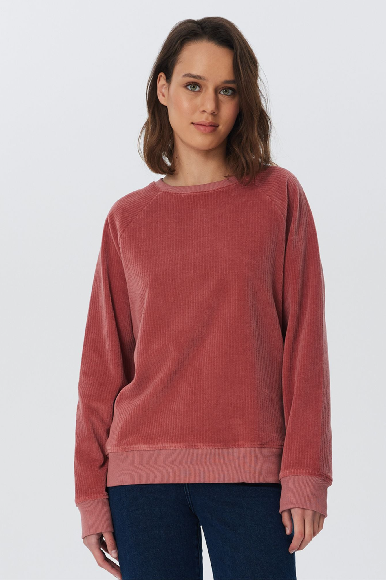 Leela Cotton Damen vegan Sweatshirt Aus Cord Dunkel Lila