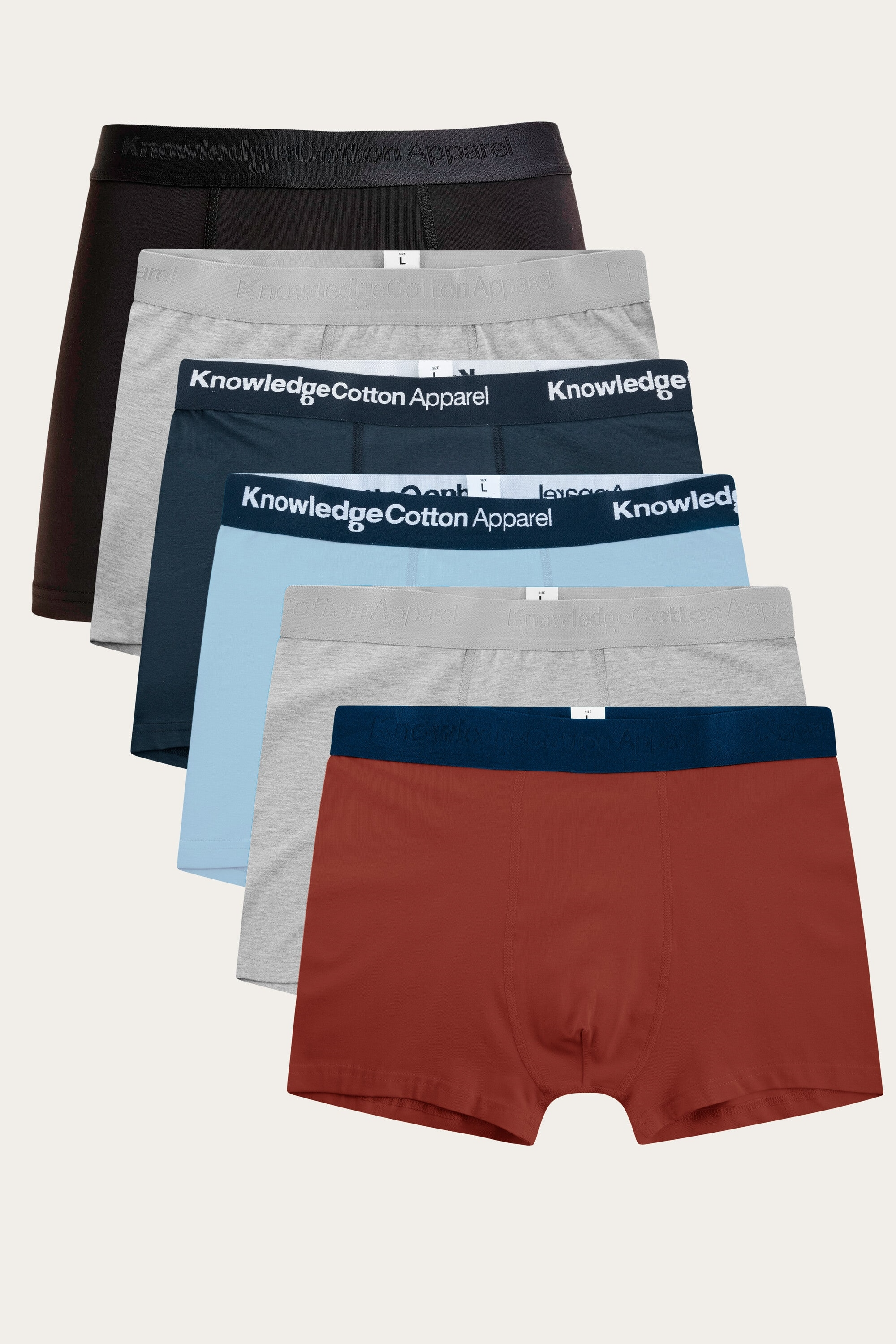 KnowledgeCotton Apparel men vegan Multipack 6x Boxers Fired Brick