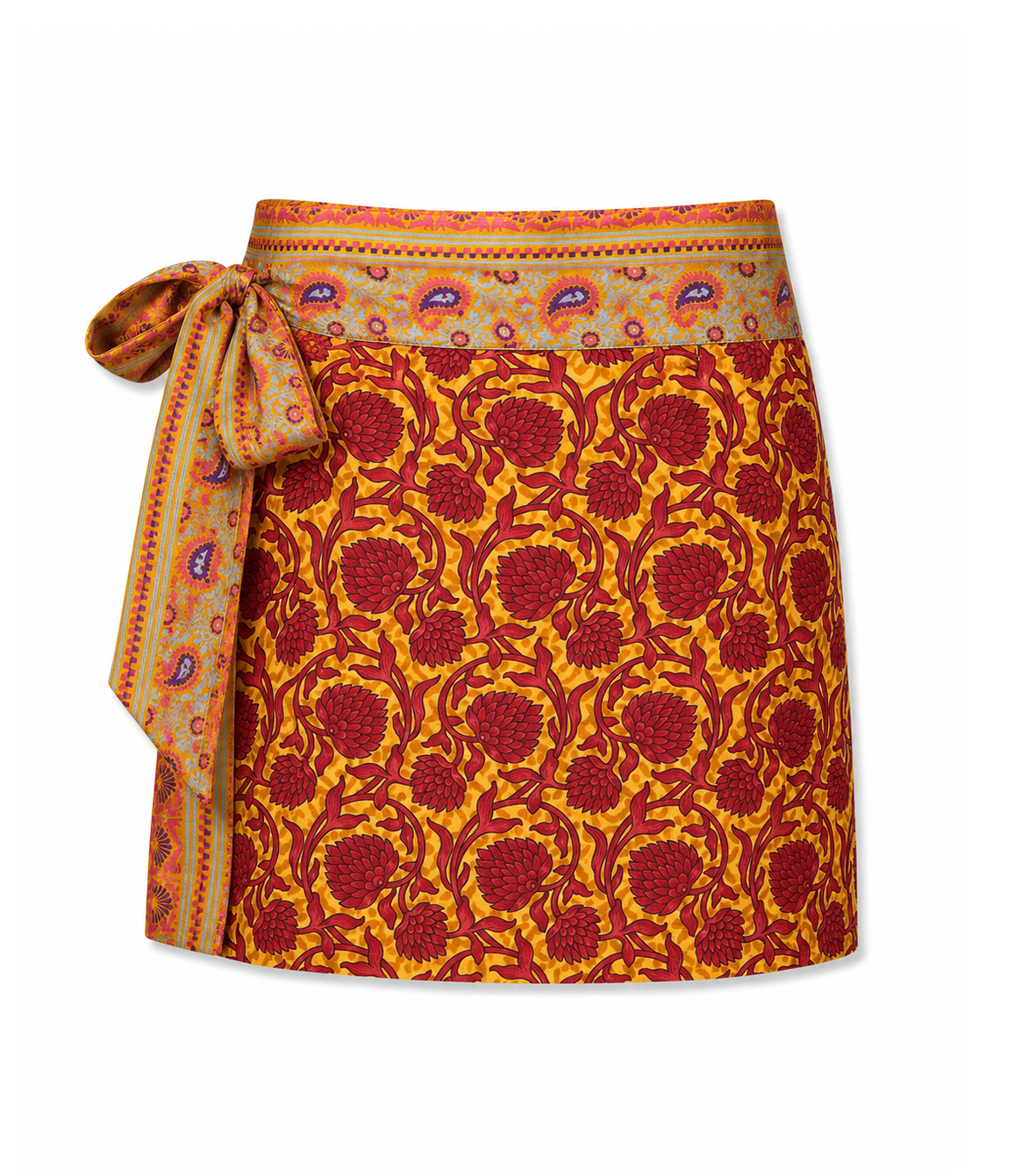 el.résidu womens vegan Skirt Amira Dark Yellow/ Dark Red/ Purple