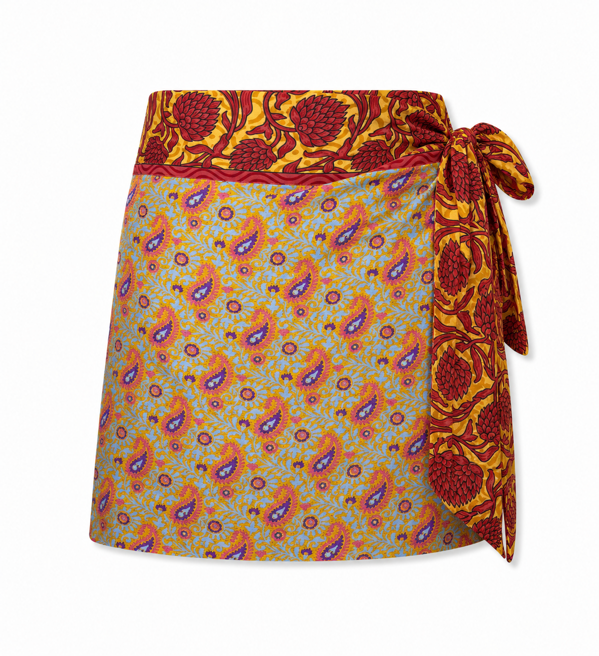 el.résidu womens vegan Skirt Amira Dark Red/ Dark Yellow/ Light Blue