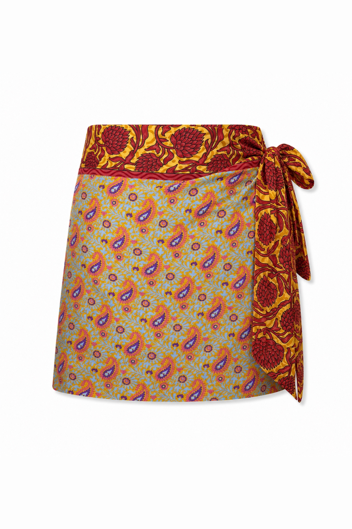 el.résidu womens vegan Skirt Amira Dark Red/ Dark Yellow/ Light Blue