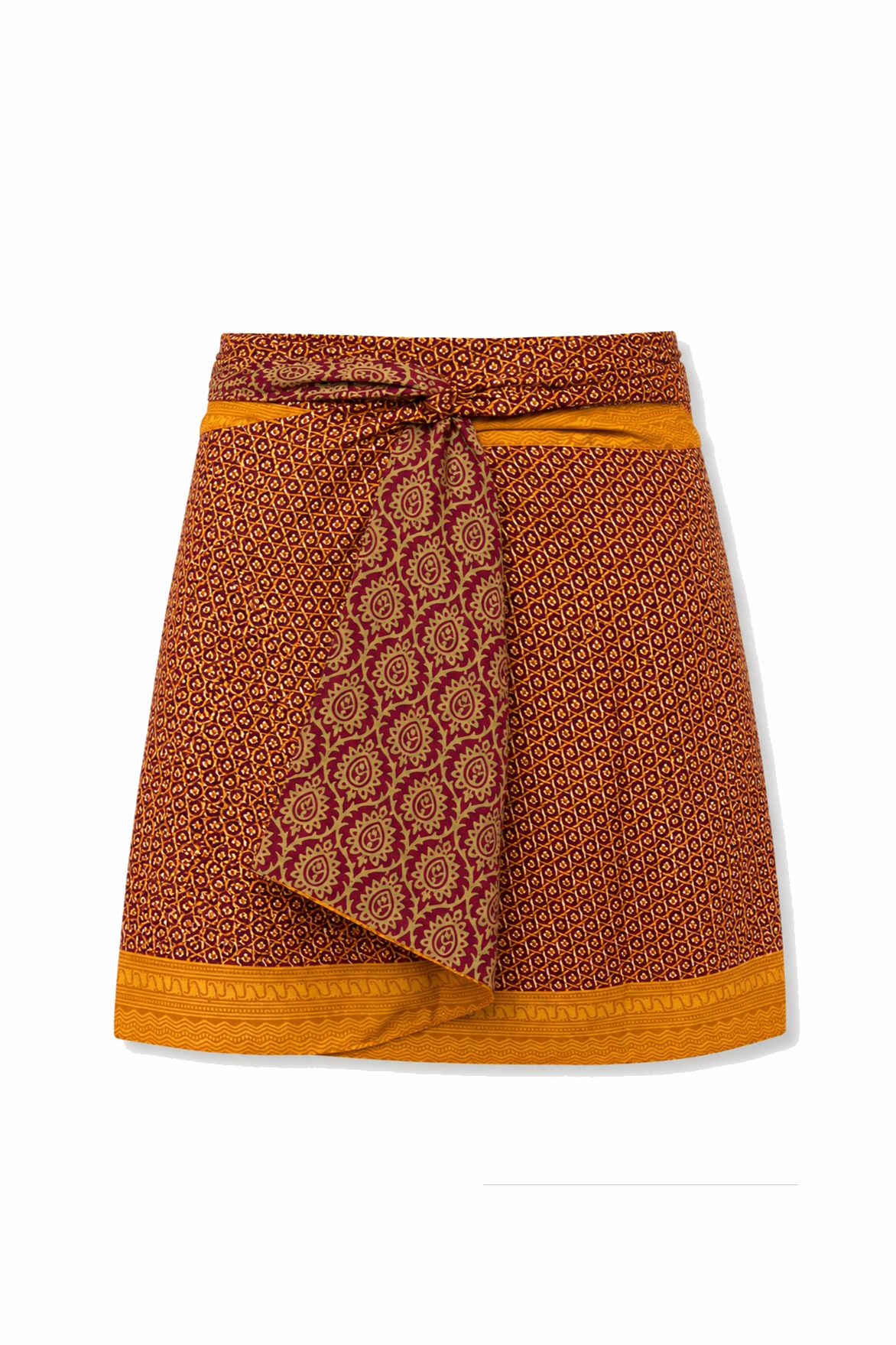 el.résidu womens vegan Skirt Amira Orange/ Dark Brown