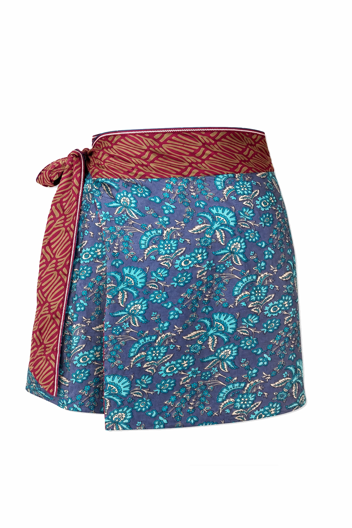 el.résidu womens vegan Skirt Amira Blue/ Brown/ Dark Red