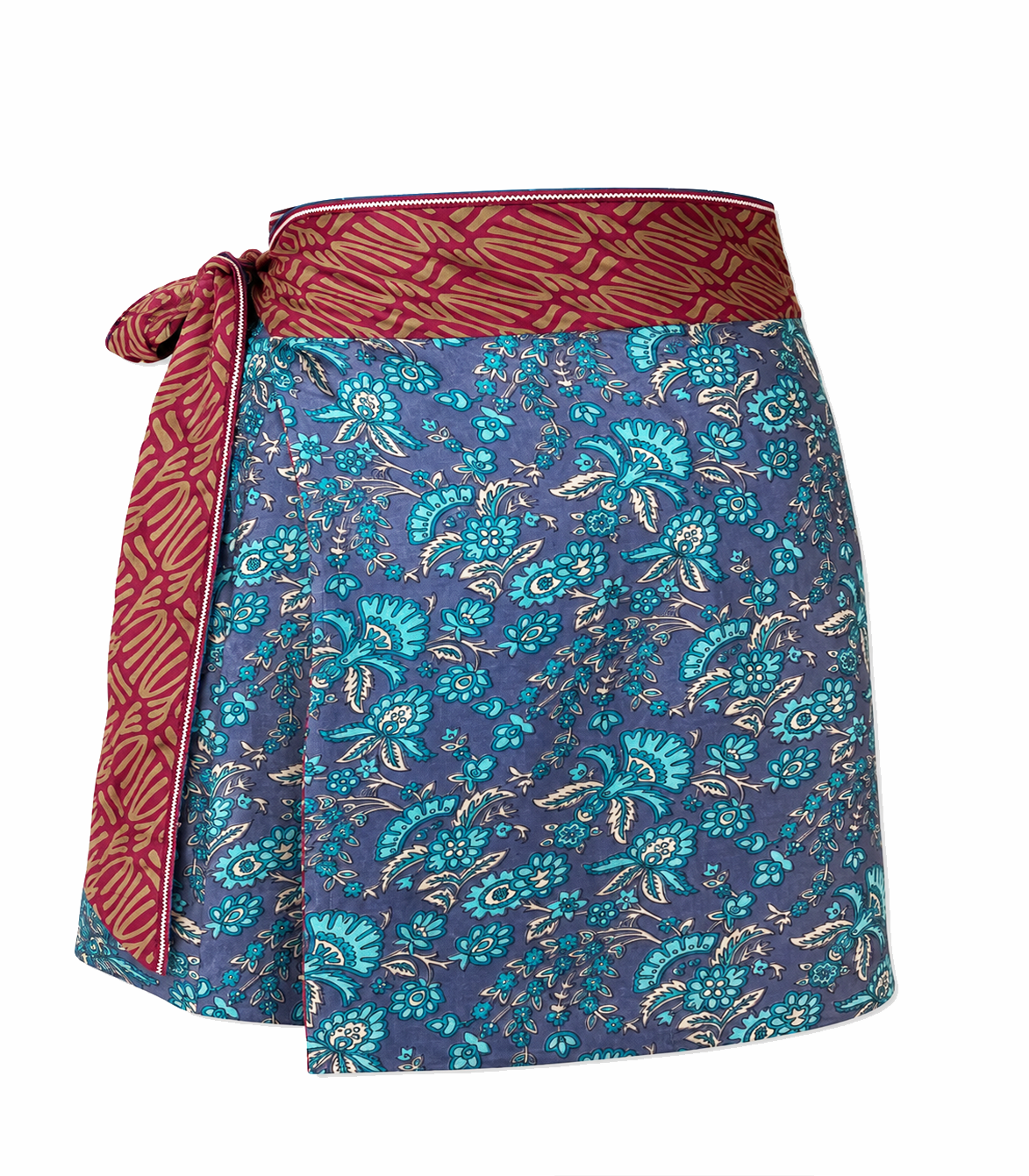 el.résidu womens vegan Skirt Amira Dark Red/ Blue