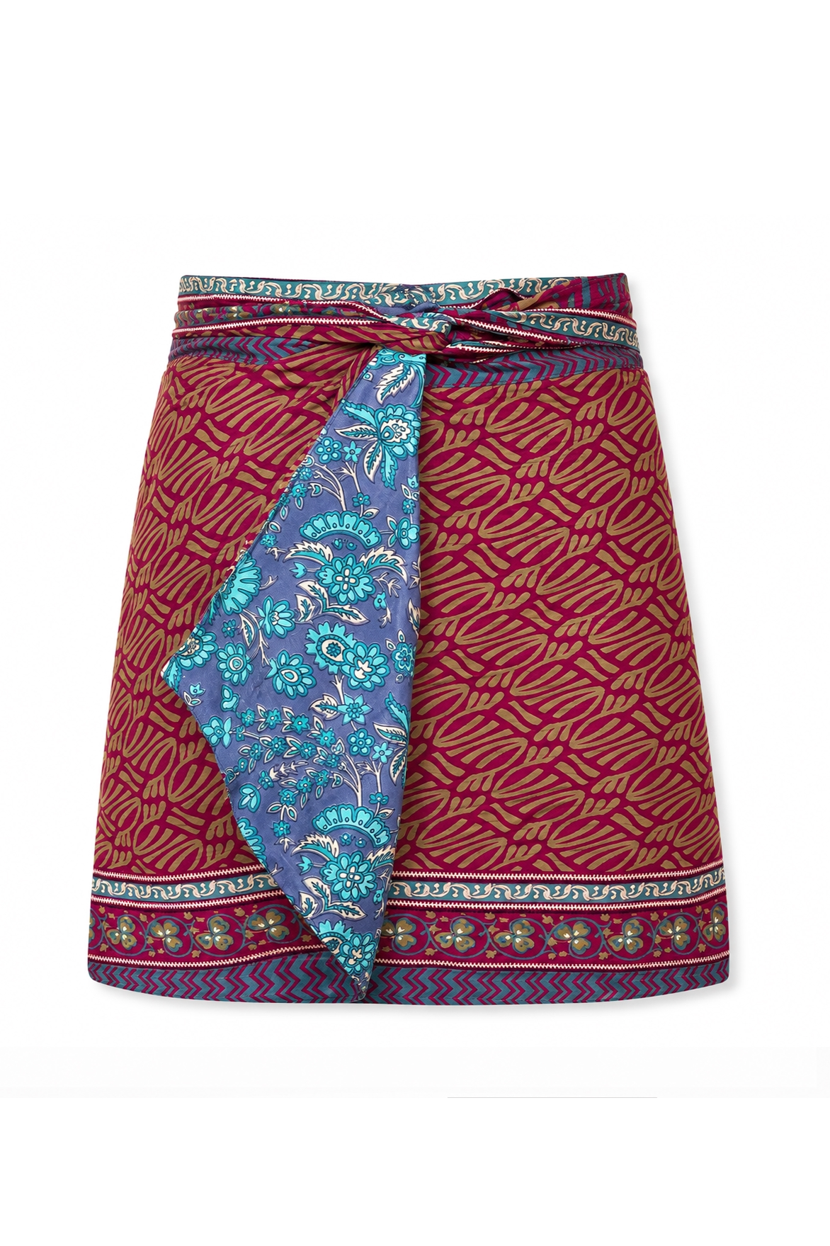 el.résidu womens vegan Skirt Amira Dark Red/ Blue