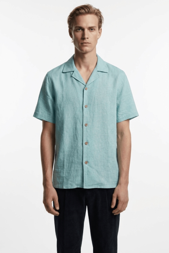 De IONESCU Herren vegan Horezu Aqua-Shirt