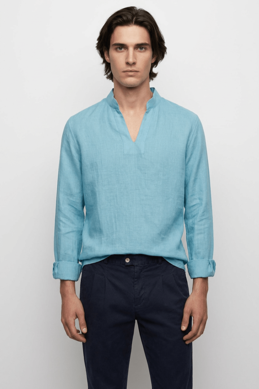 De IONESCU Herren vegan Hemd Viscri Aqua