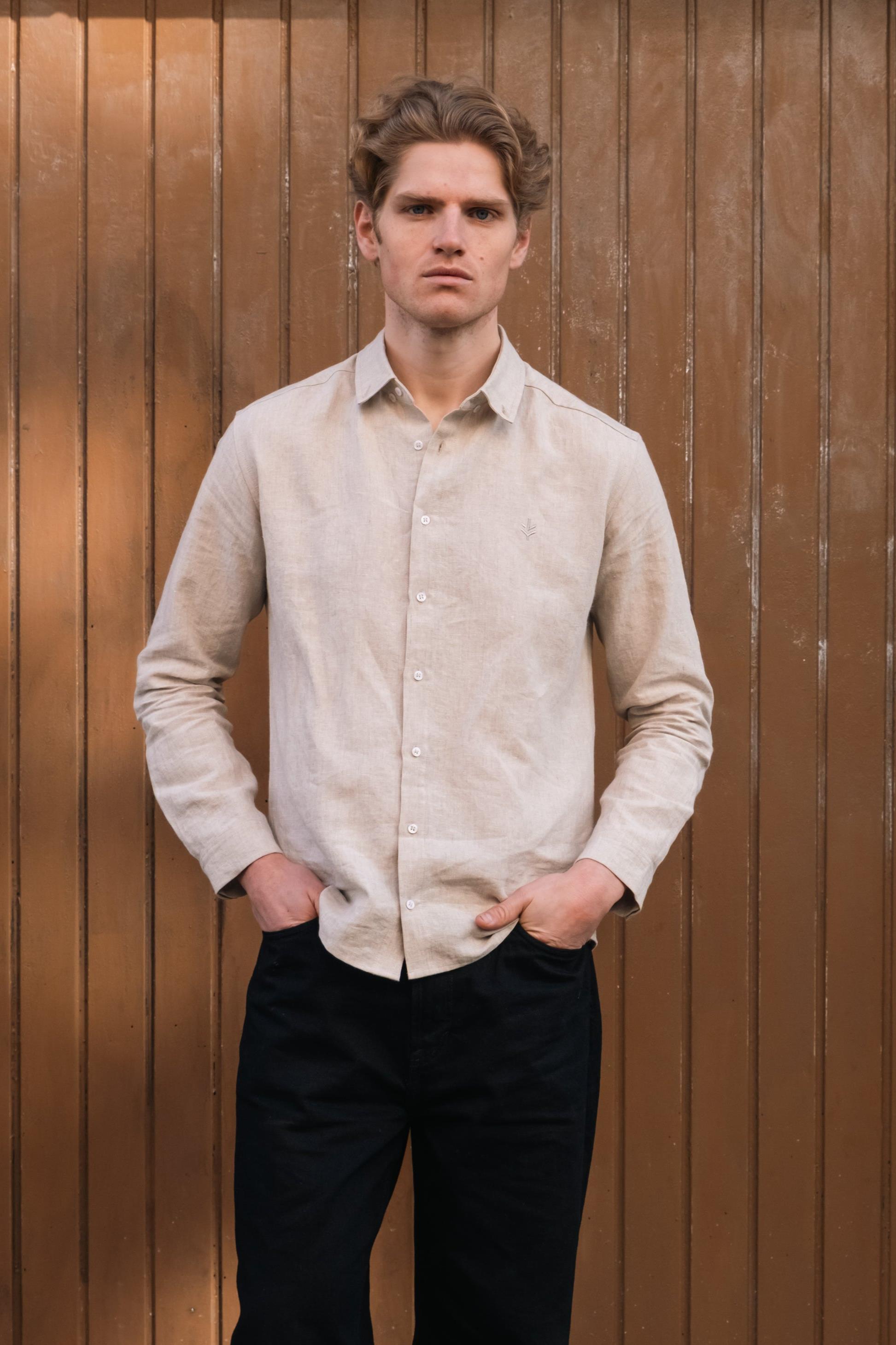 Lucid Collective Herren vegan Shirt Legacy In Der Farbe Oatmeal