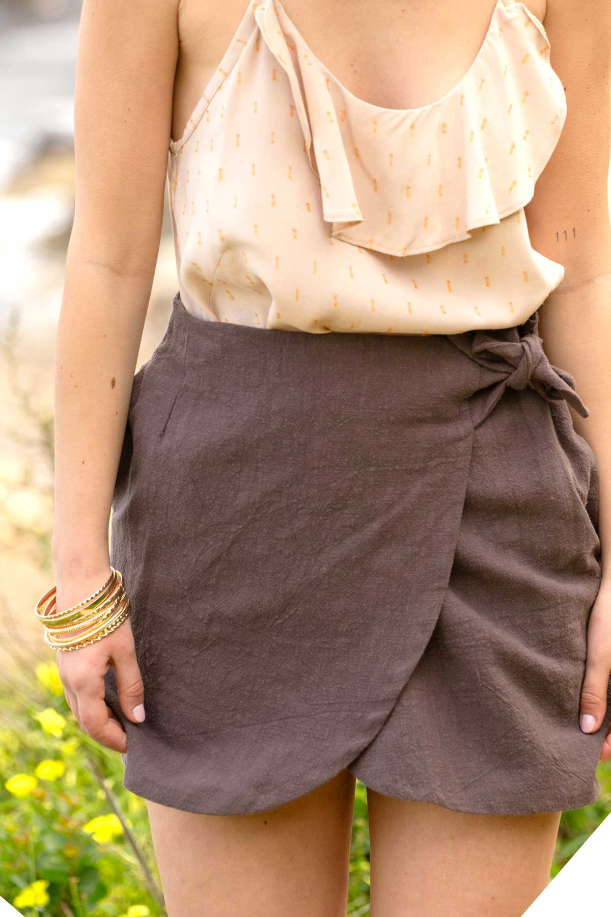 WiDDA womens vegan Shorts Wrap Vivi Mocha Brown