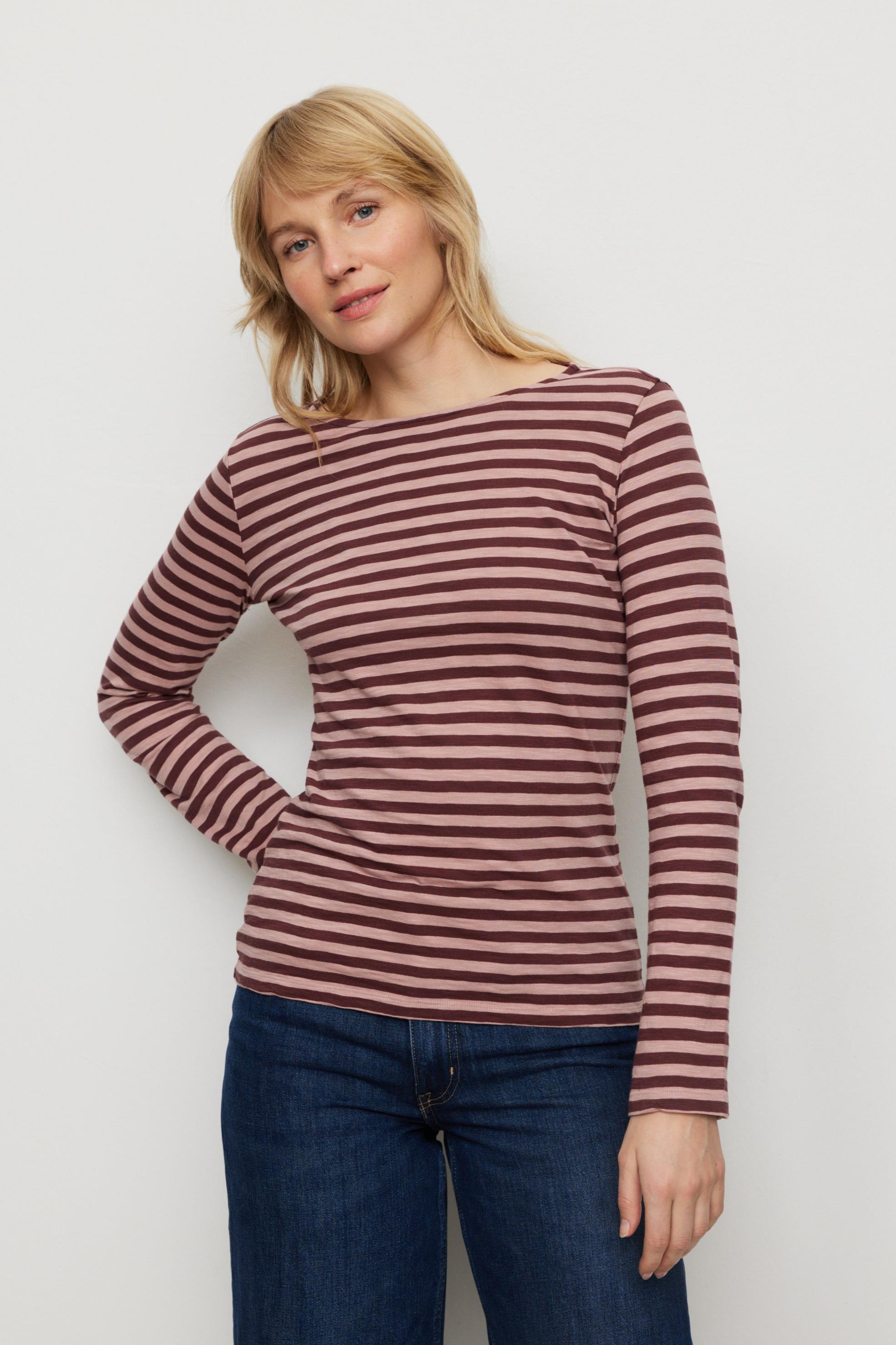 Recolution Damen vegan Langarmshirt Iris Stripes Rose
