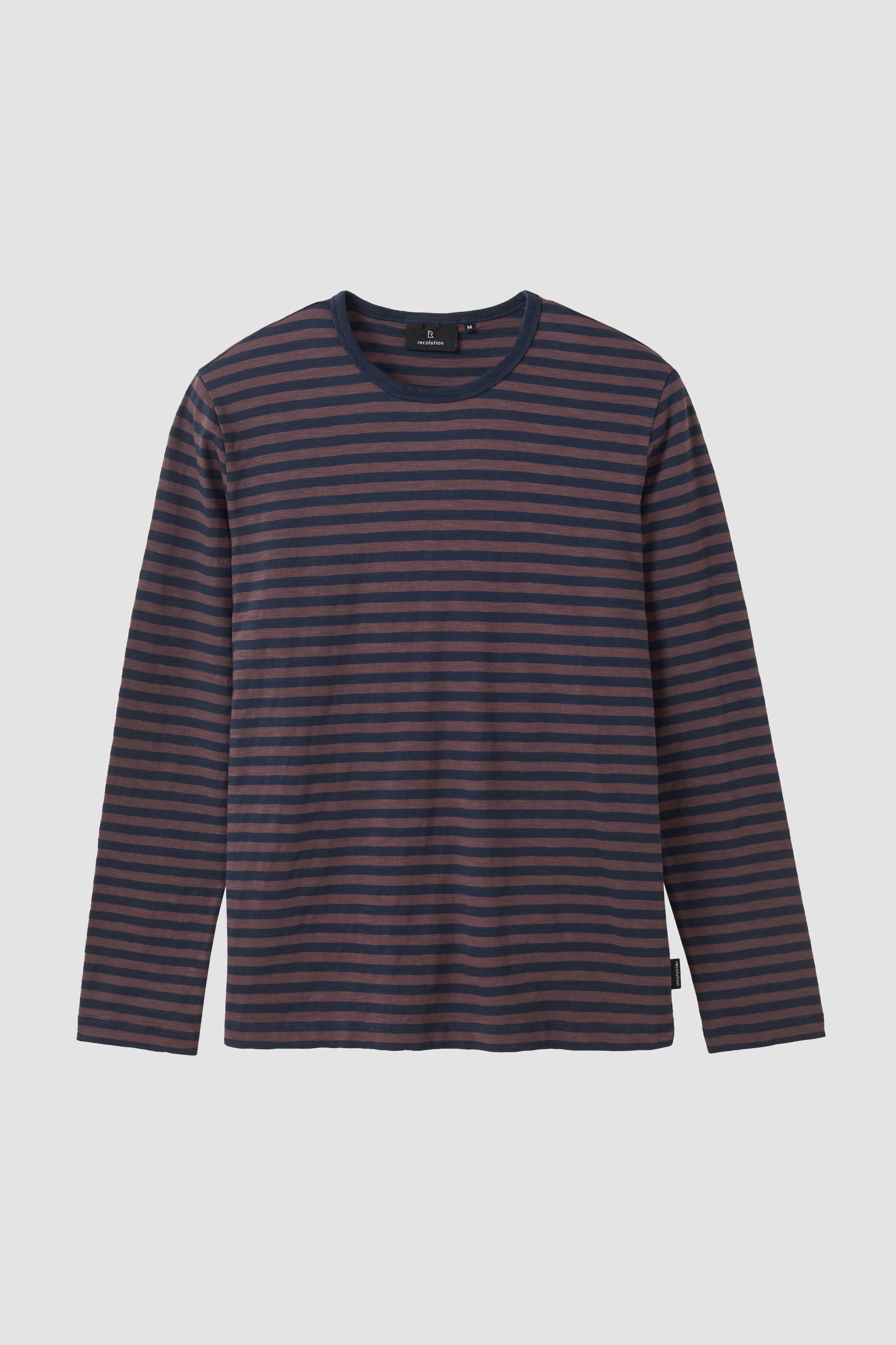Recolution Herren vegan Langarmshirt Maca Stripes In Dark Grape