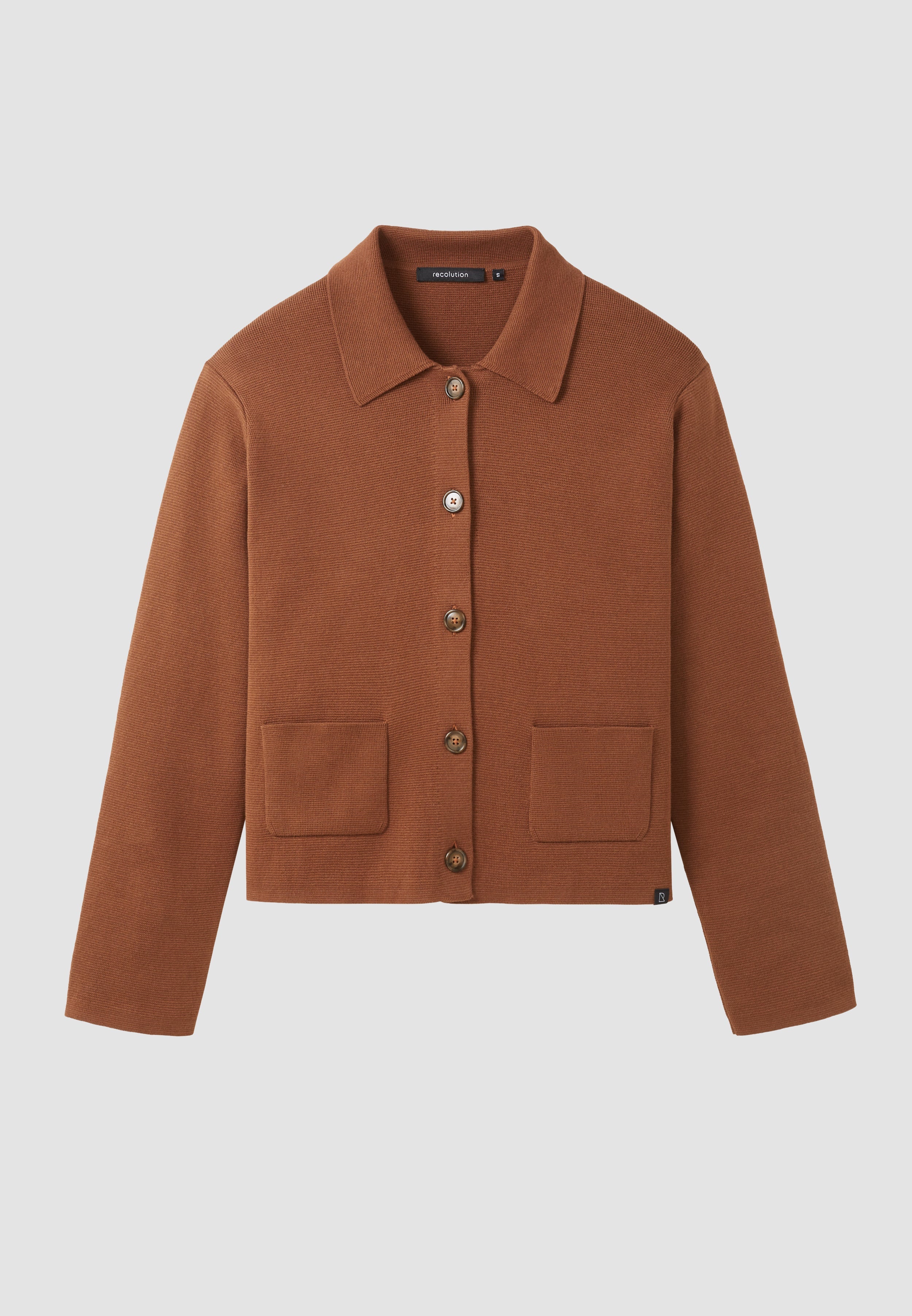 Recolution womens vegan Overshirt Celosia Cognac Brown