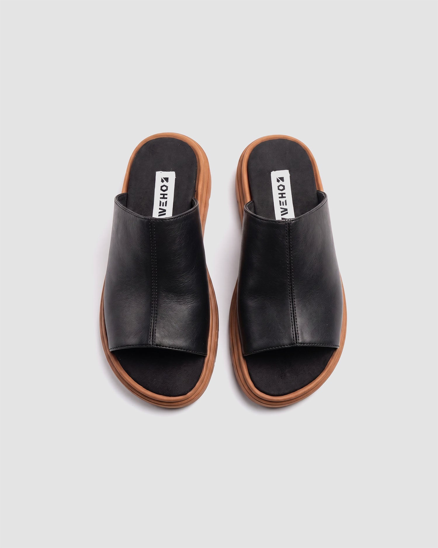BOHEMA womens vegan Slides Kado Black/ Beige