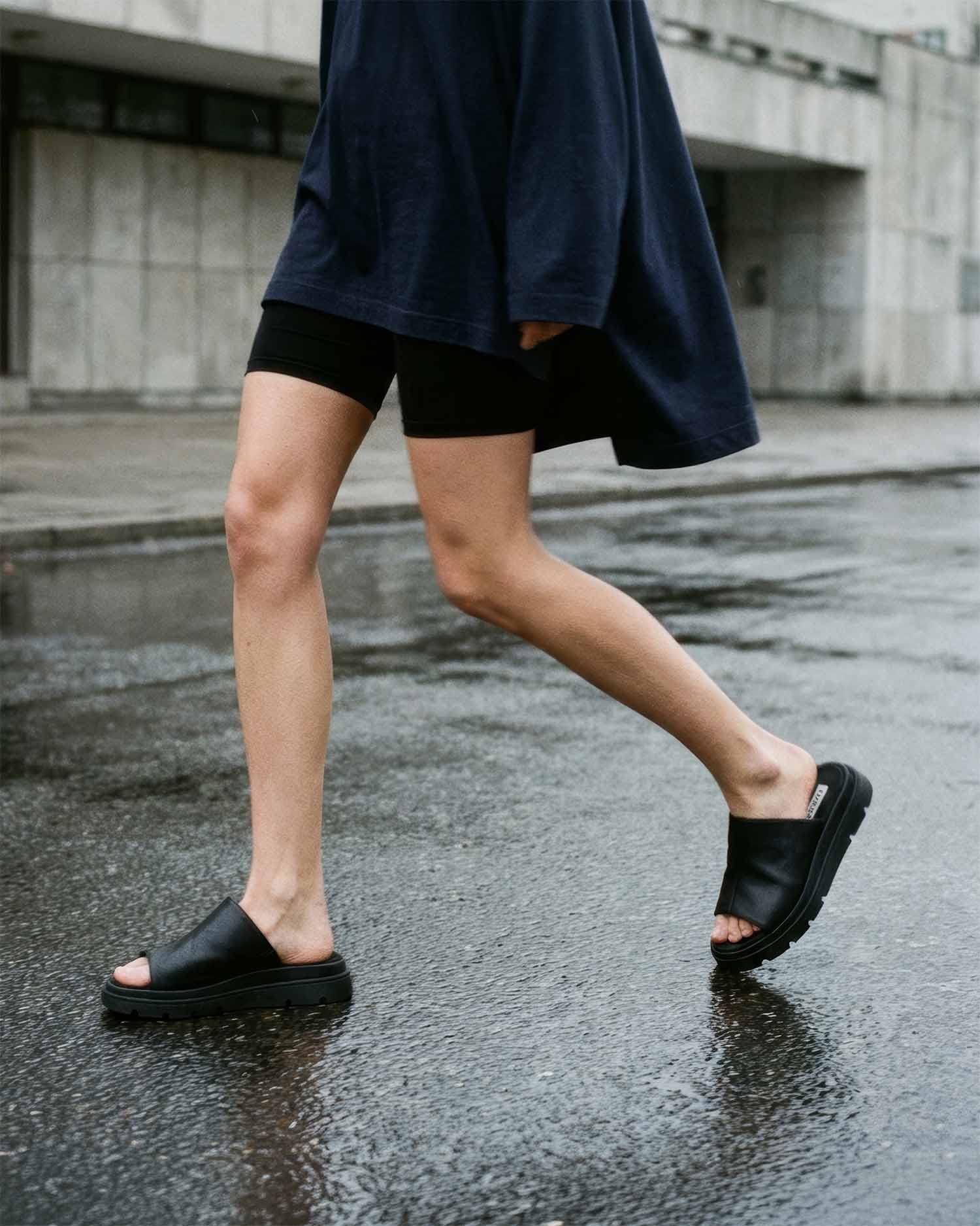 BOHEMA womens vegan Slides Kado Black