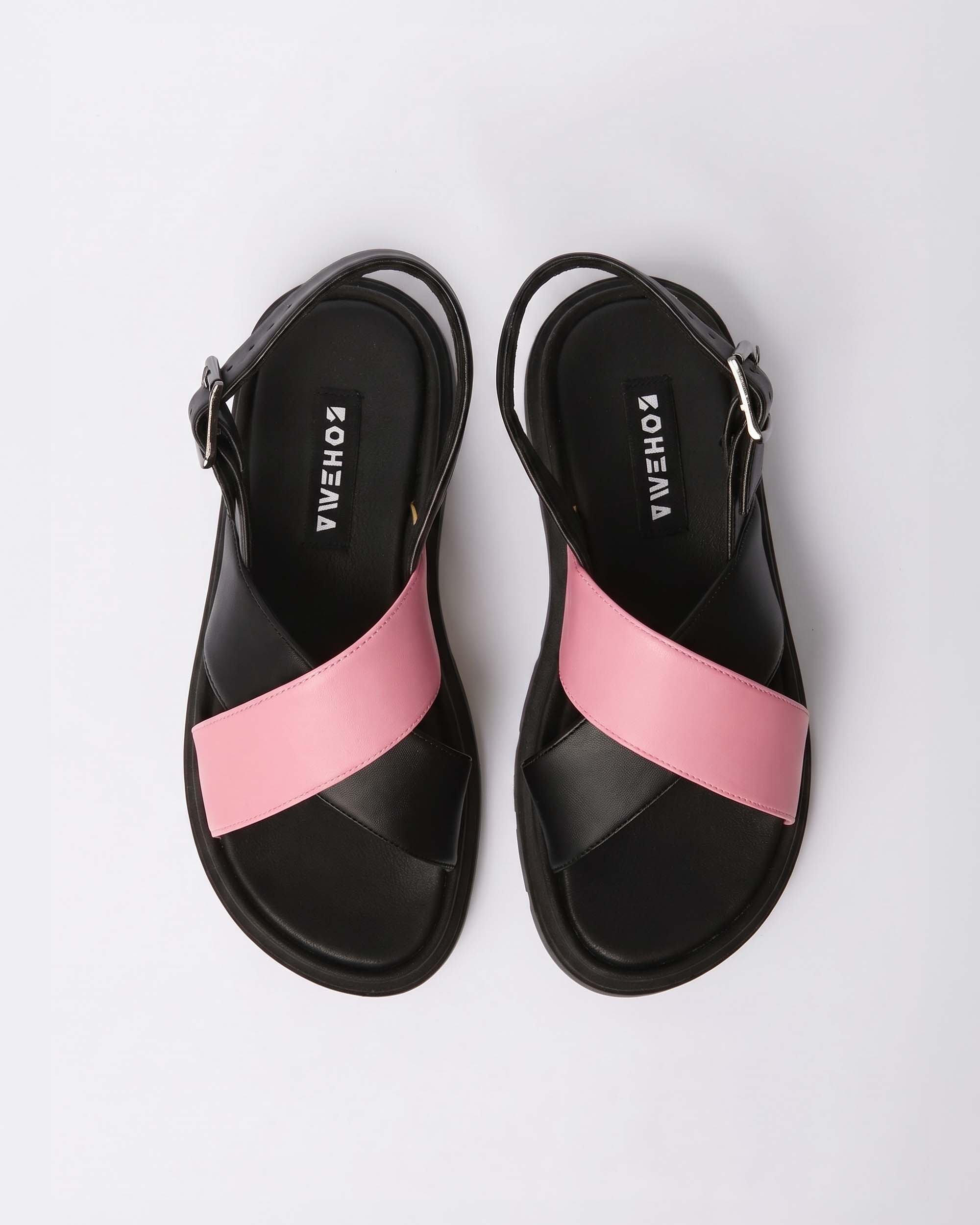BOHEMA womens vegan Sandals Glare Pink/ Black