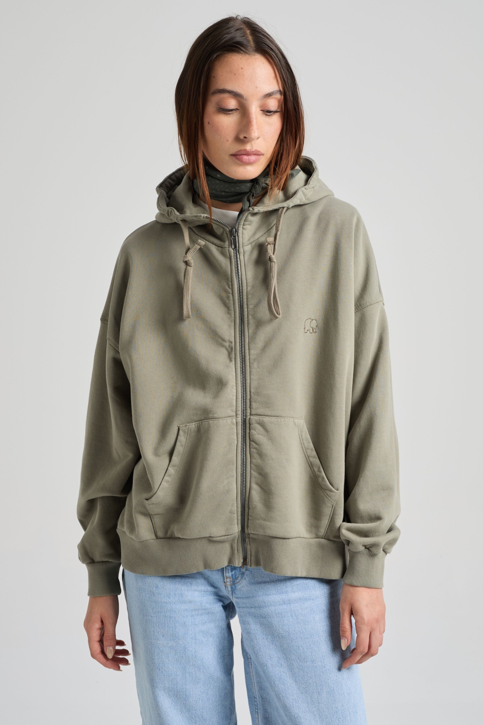 Trendsplant Damen vegan Rei&Atilde;Ÿverschluss Hoodie Essential Agave Green