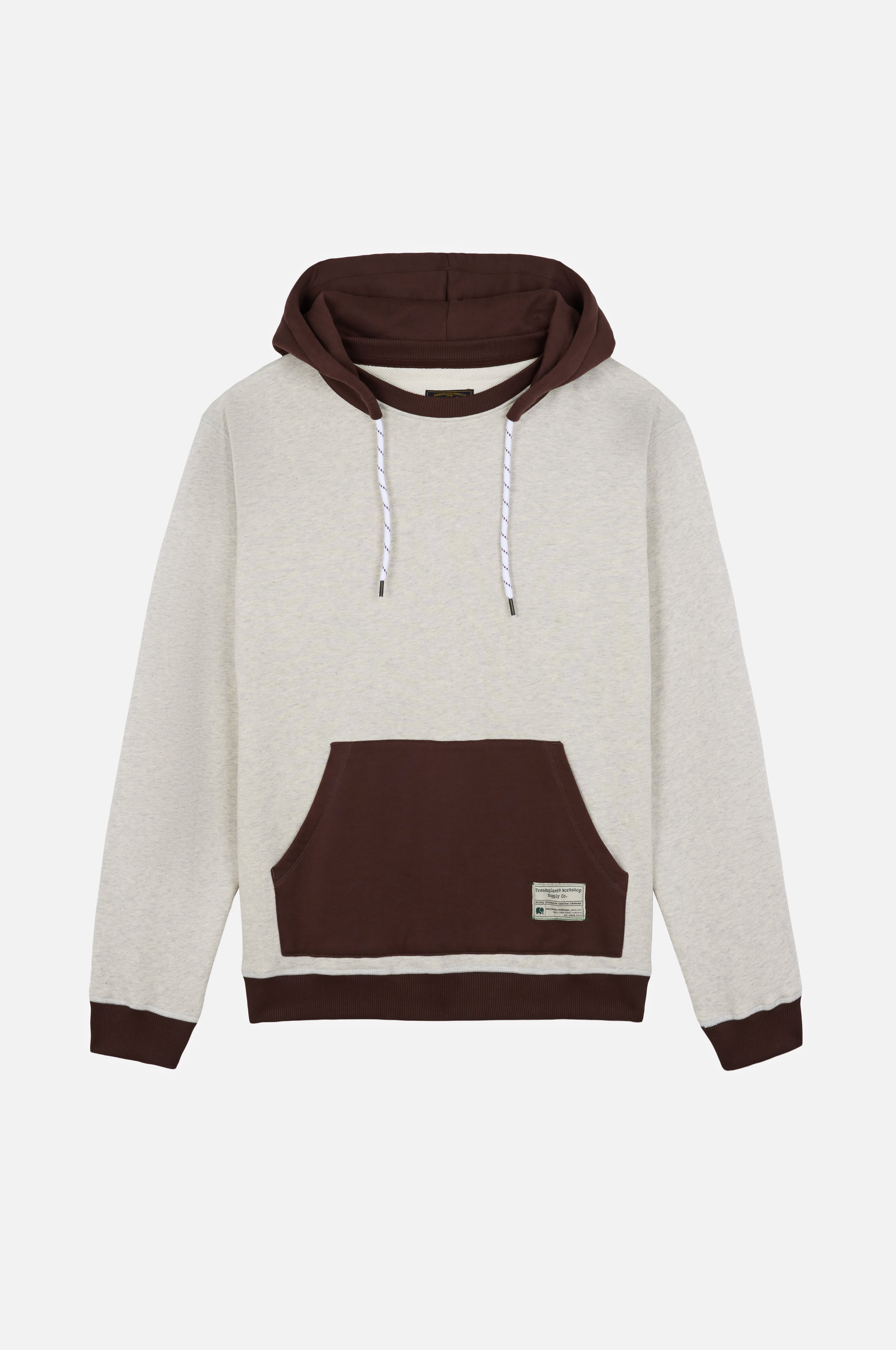 Trendsplant men vegan Hoodie Oversized Sweatshirt Warm Heather Grey/Coffee