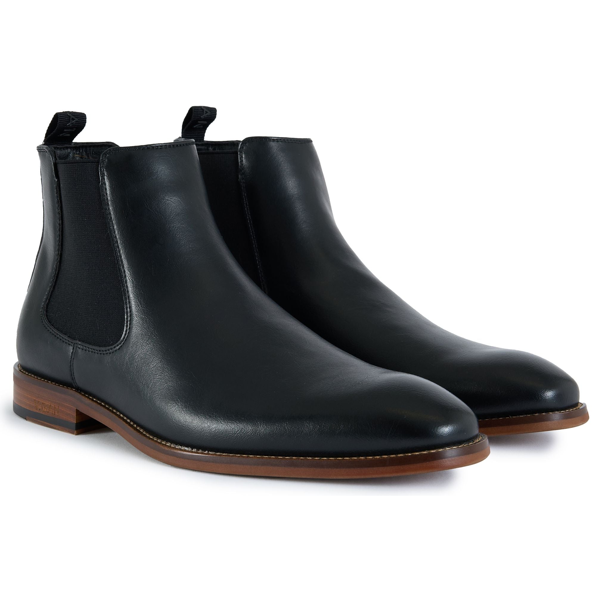 V.GAN men vegan Chelsea Boots Affogato Black