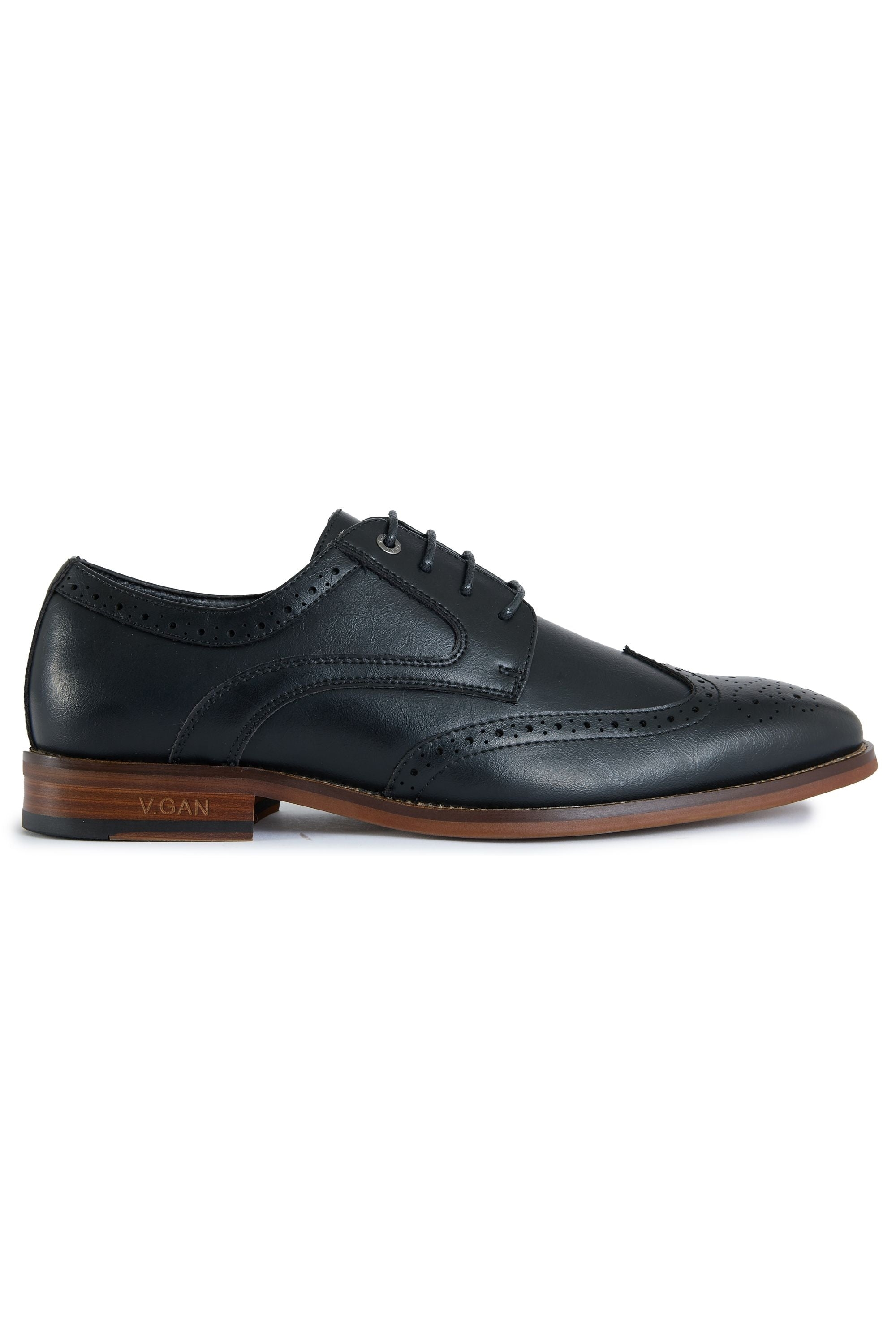 V.GAN Herren vegan Brogue Schuhe Mocha Schwarz