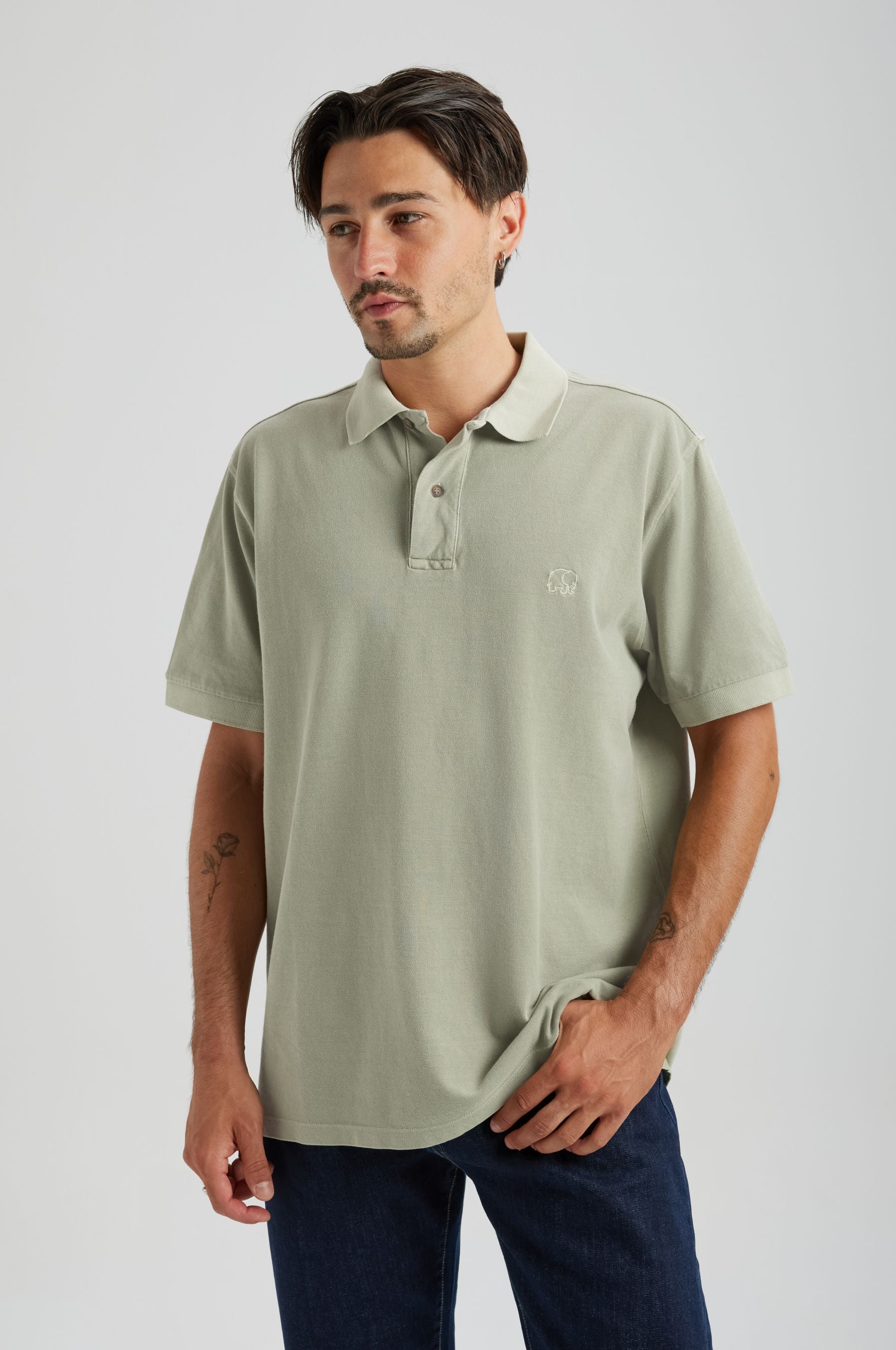 Trendsplant Herren vegan Polo Essential Sunwashed Seagrass