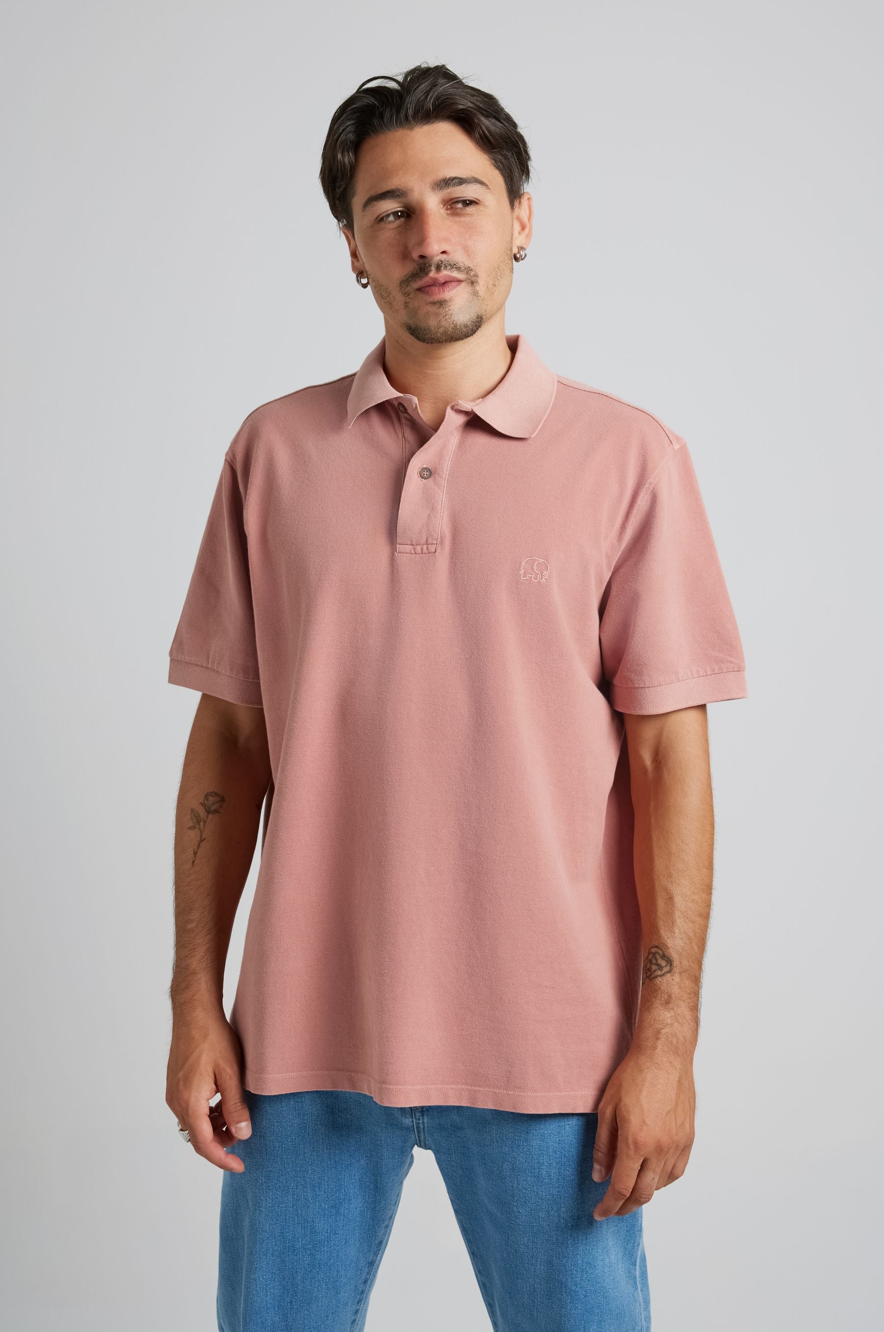 Trendsplant Herren vegan Poloshirt Essential Sunwashed Old Rose