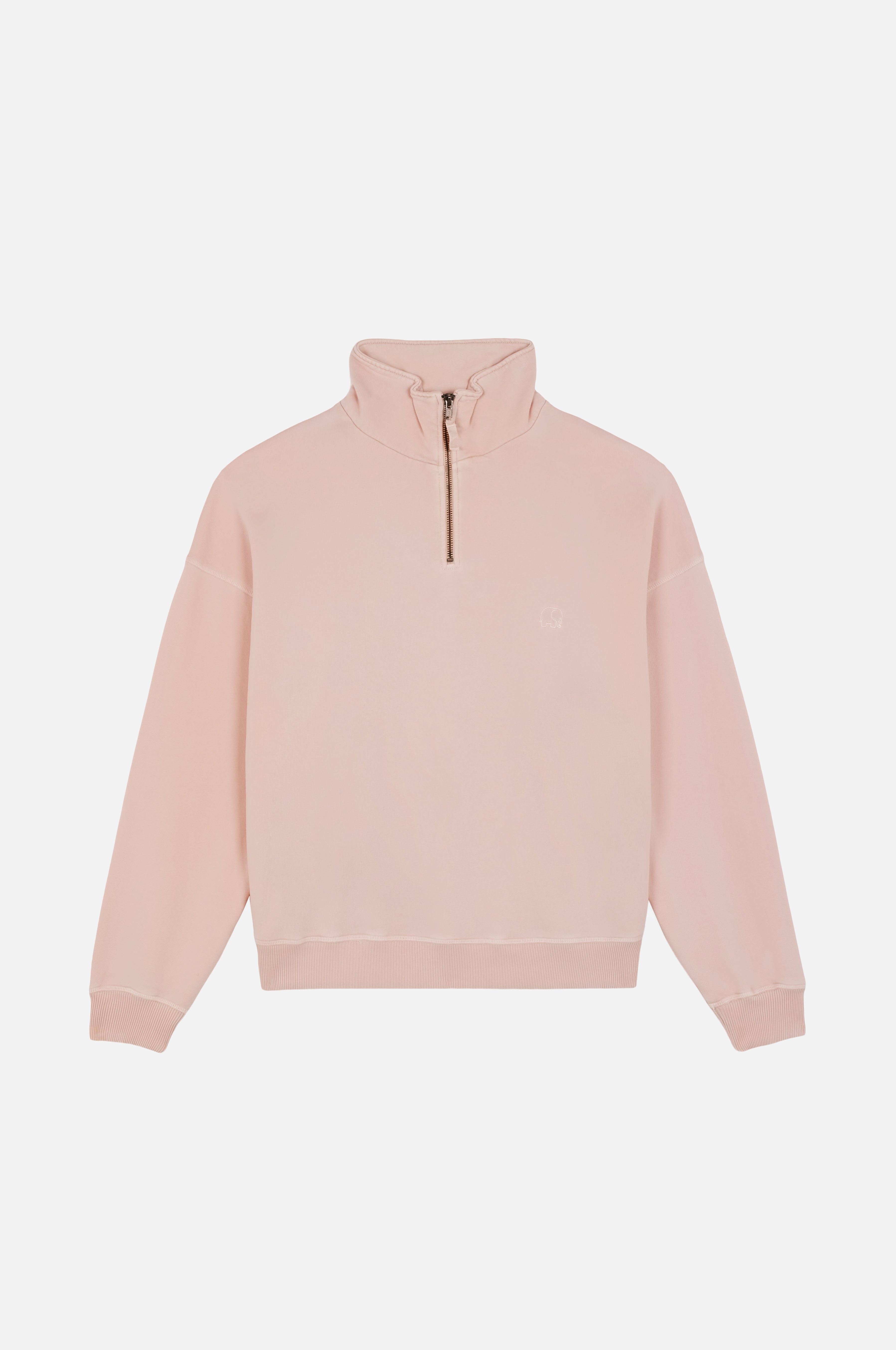 Trendsplant womens vegan Sweatshirt Sunwashed Essential Quarter Zip Lotus Pink
