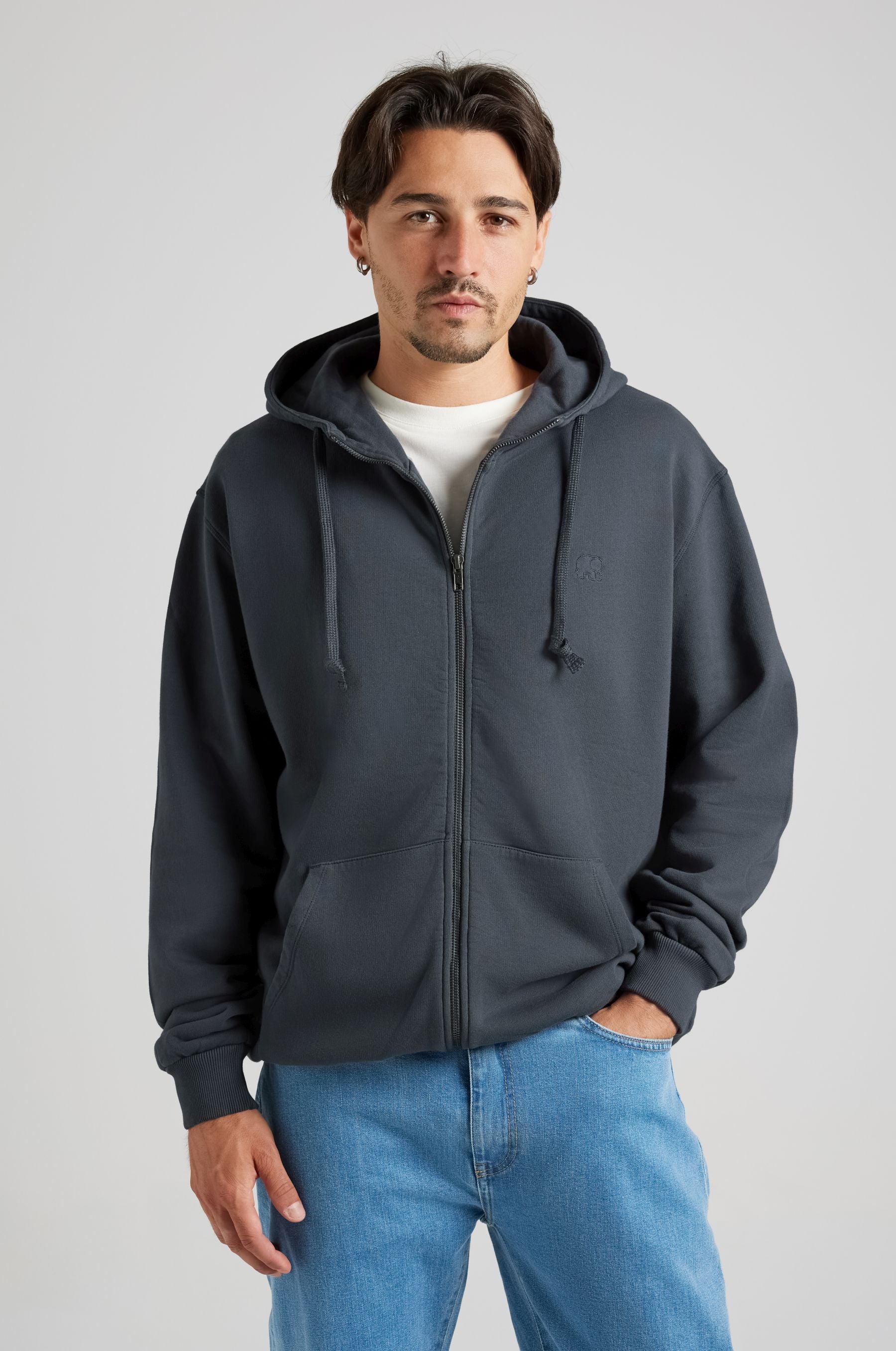 Trendsplant Herren vegan Rei&Atilde;Ÿverschluss- Hoodie Essential Bitumen-Grau