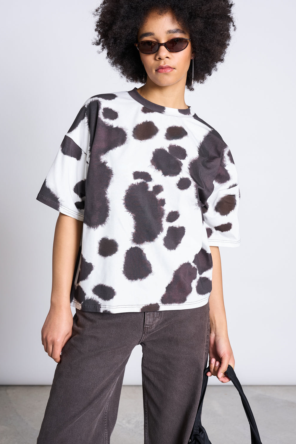 JAN N JUNE JAN 'N JUNE Damen vegan Oversize T-Shirt Mit Arlen Kuh Print