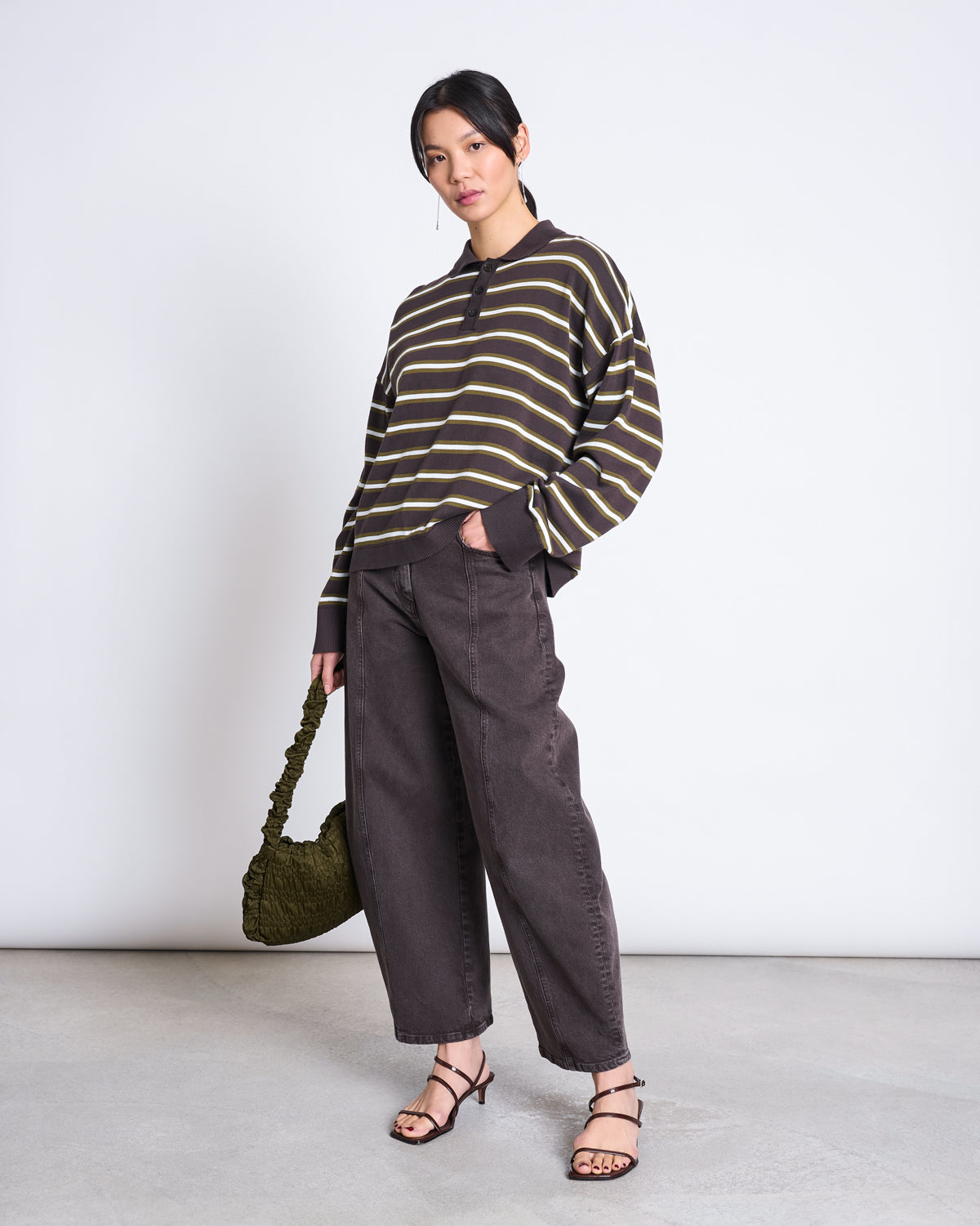 JAN 'N JUNE womens vegan Knit Polo Sweater Etta Zartbitter Striped