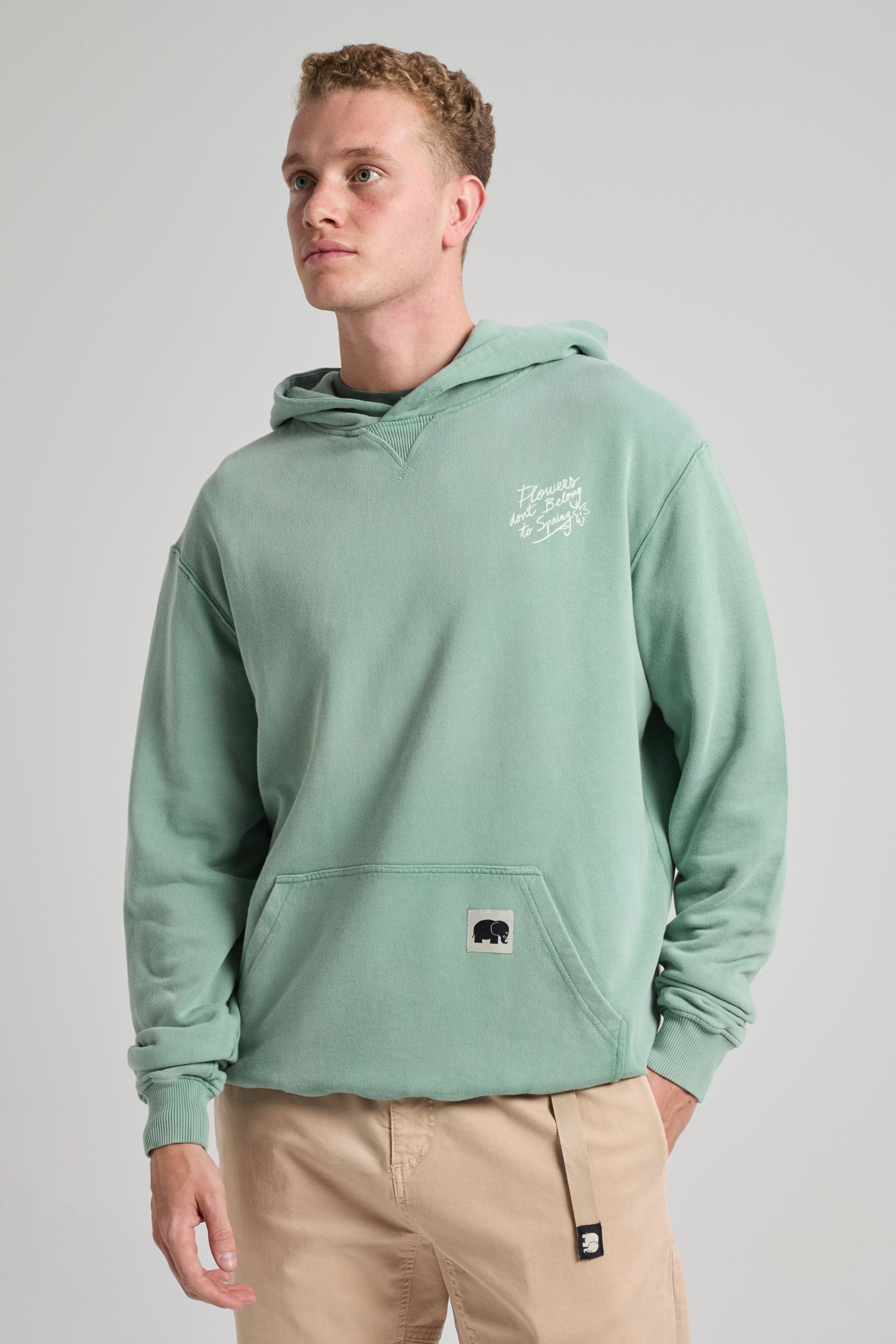 Trendsplant Herren vegan Hoodie Flowers Vintage Sage