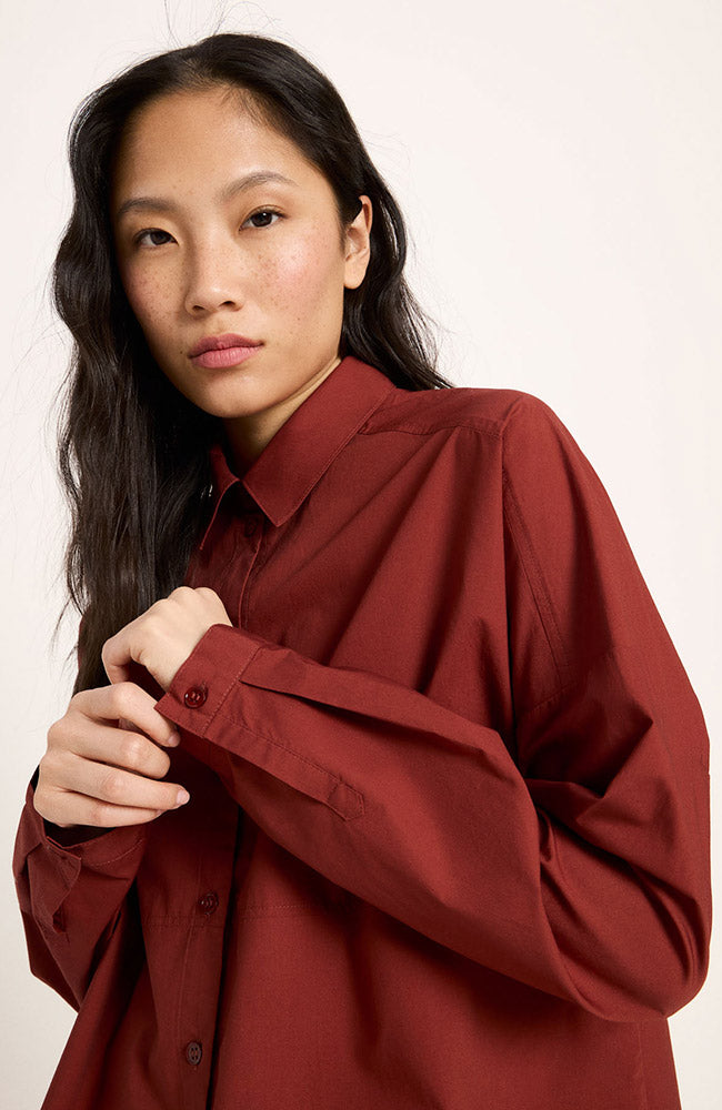 Lanius womens vegan Blouse Mahogany Red