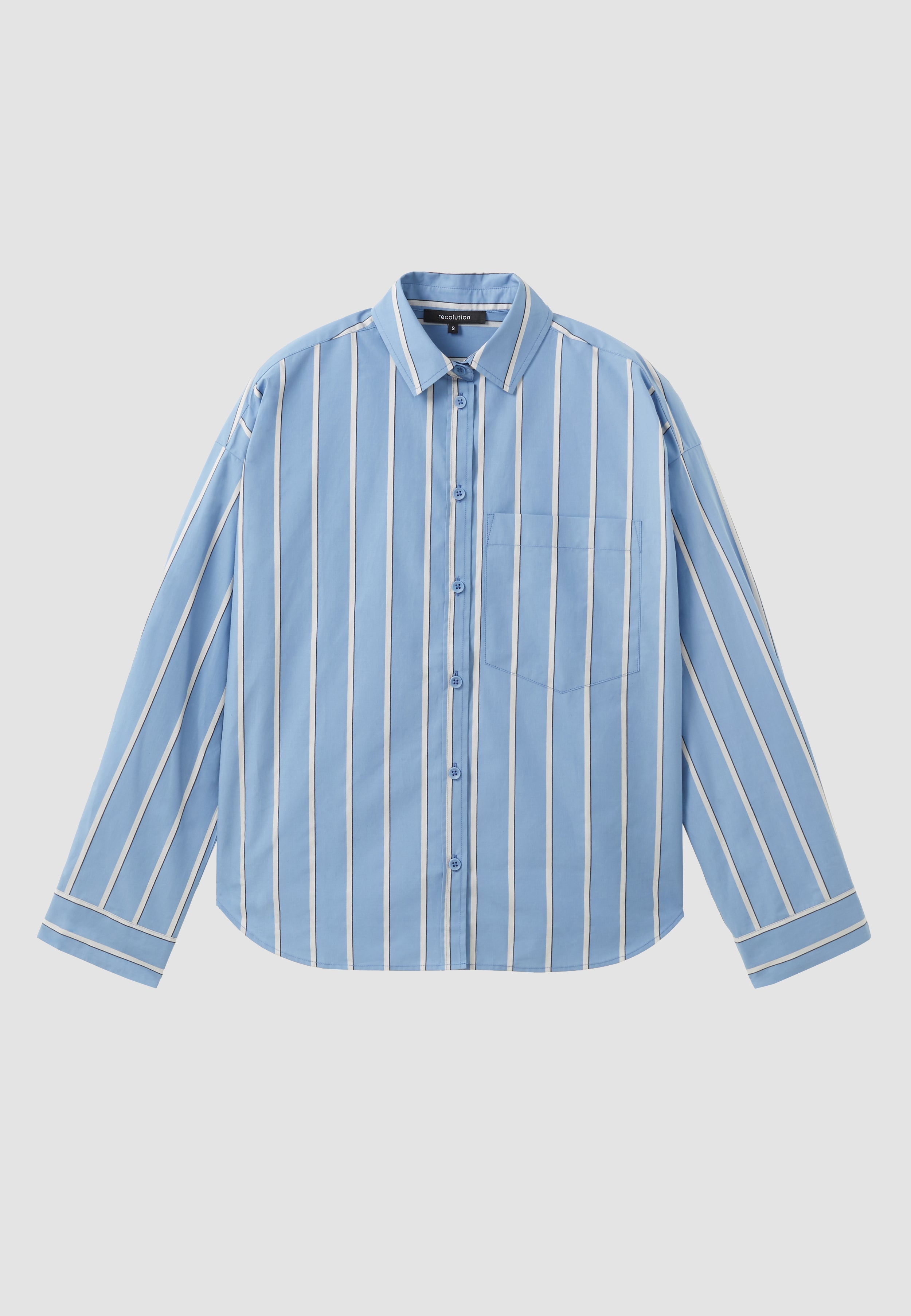 Recolution womens vegan Shirt Forsythia Stripes Blue