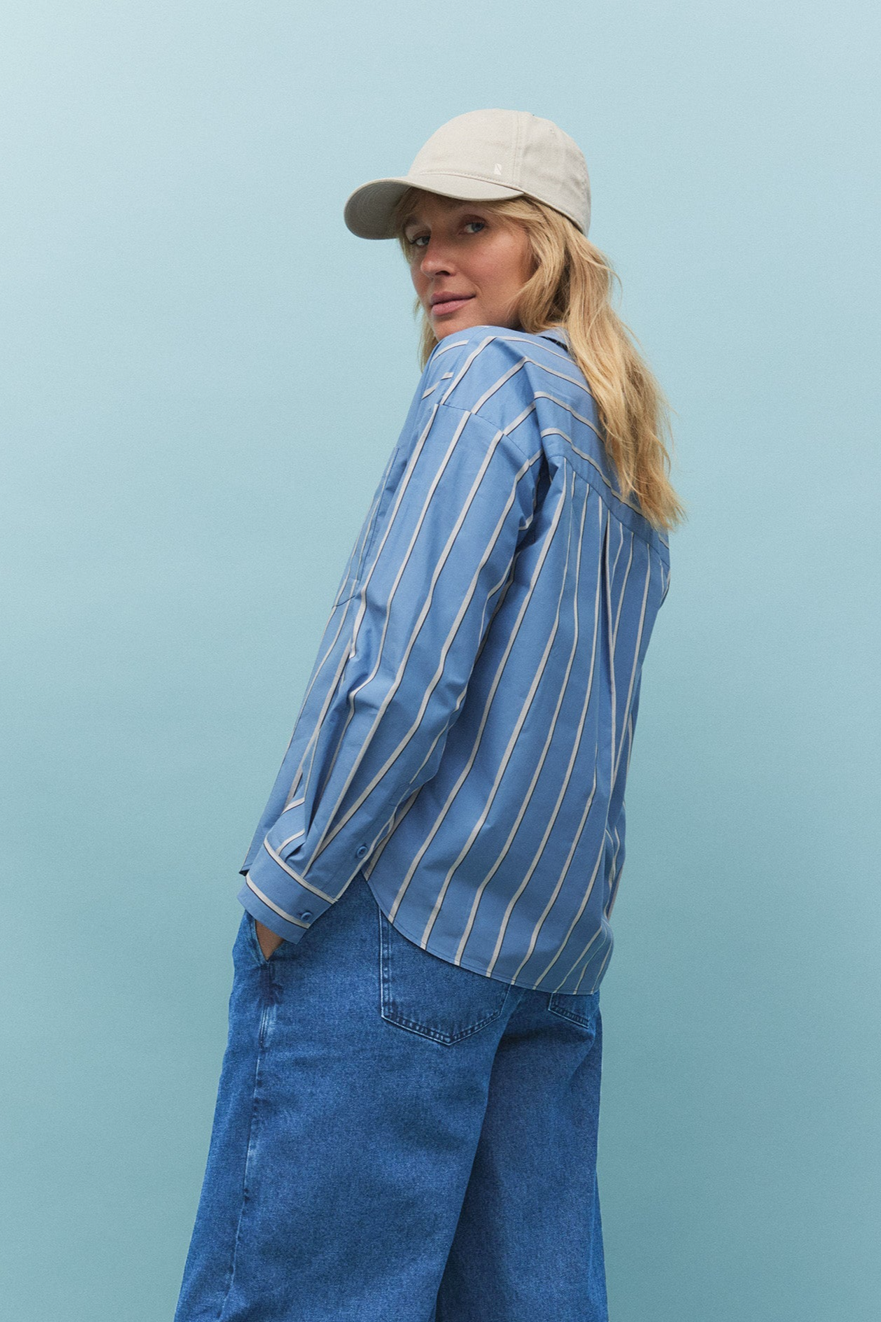 Recolution womens vegan Shirt Forsythia Stripes Blue