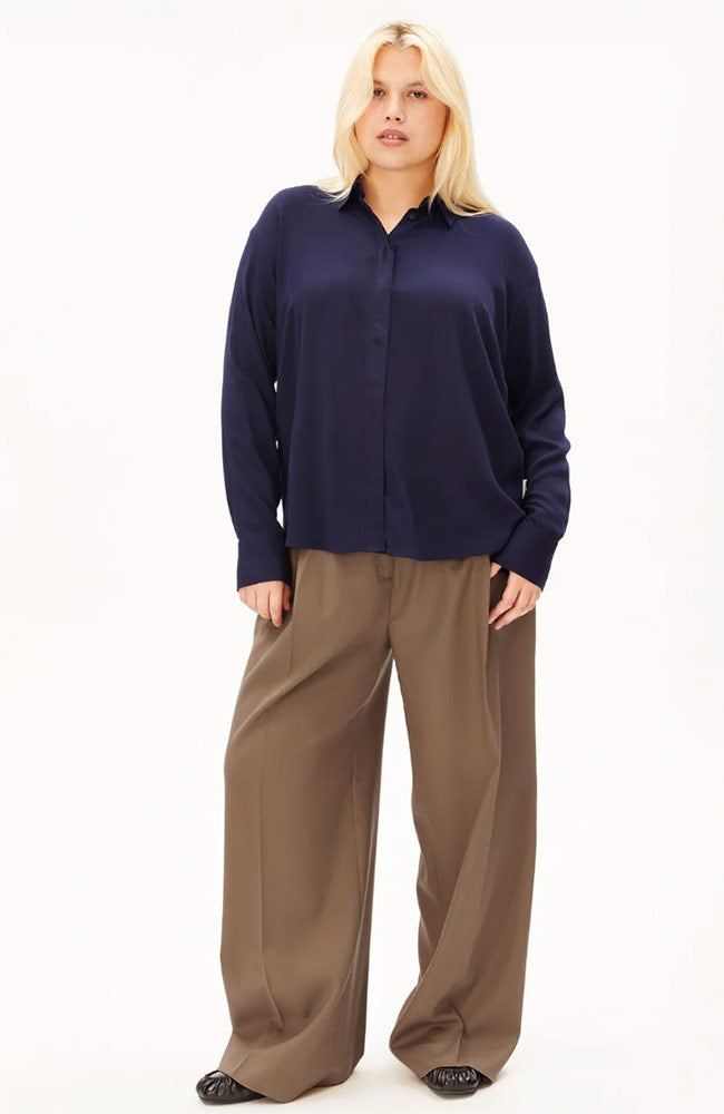 ARMEDANGELS womens vegan Longsleeve Blouse Larisaana Tinted Navy