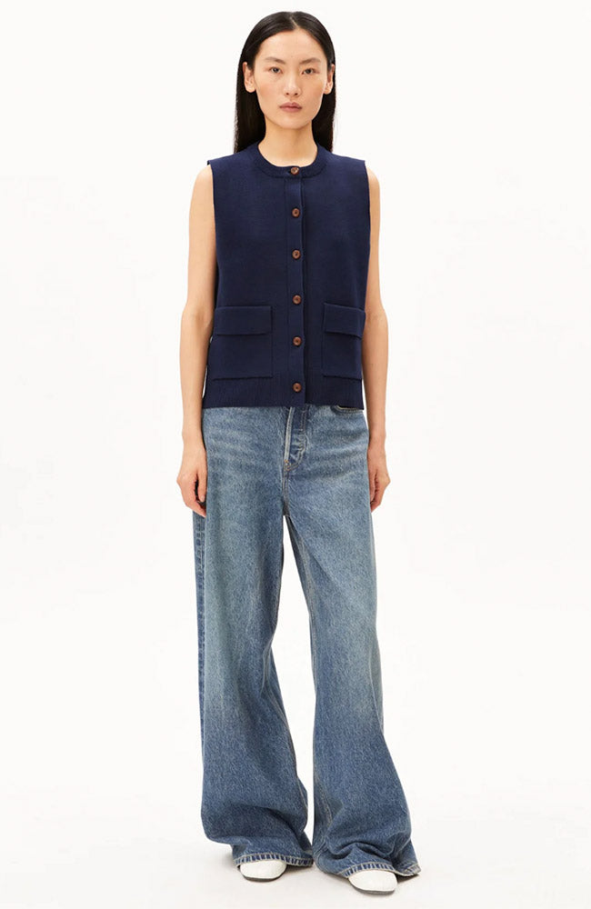 ARMEDANGELS womens vegan Knitted Caridgan Tinted Navy