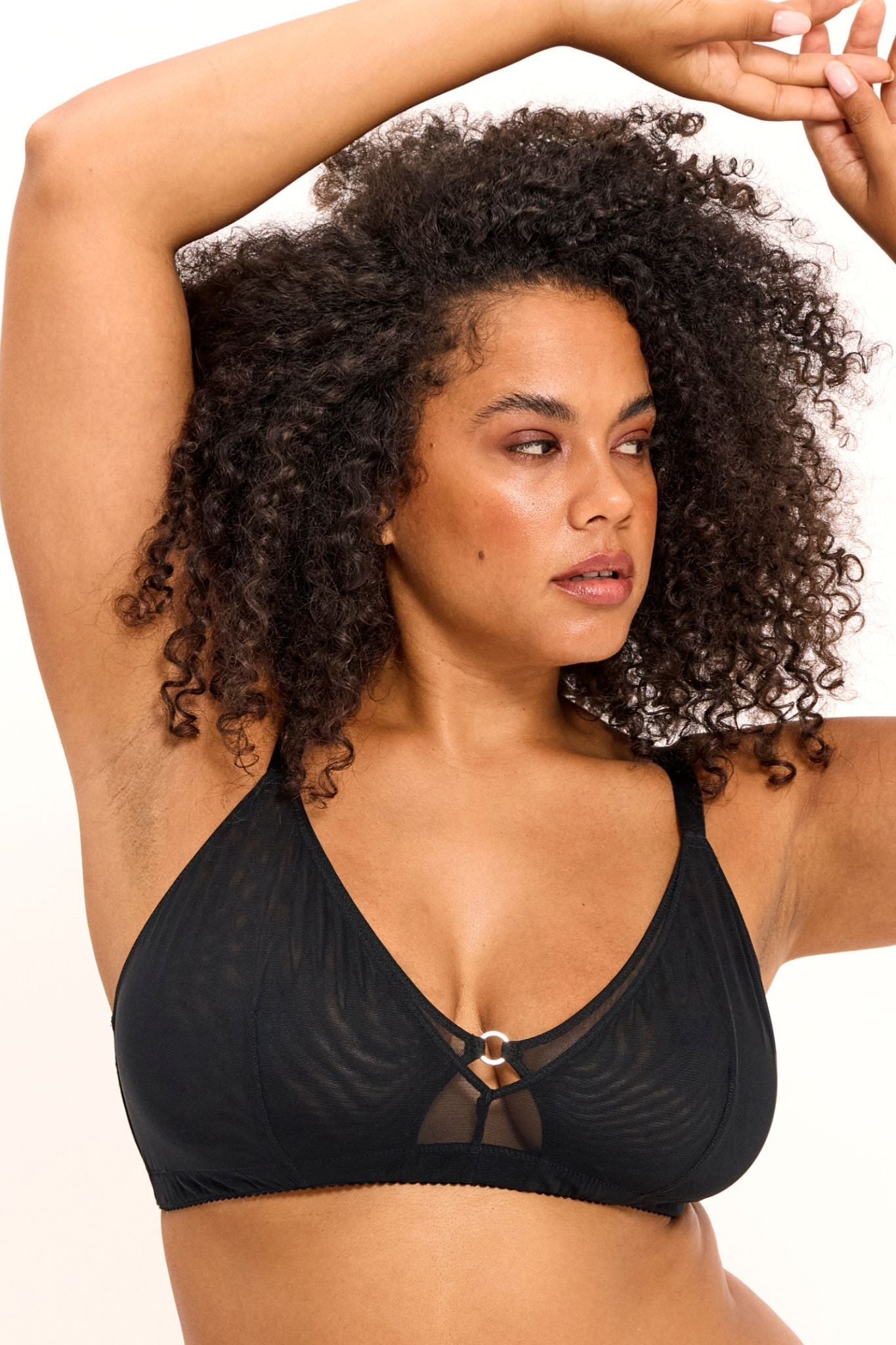 Understatement womens vegan Bralette Mesh Double Triangle Plus Black