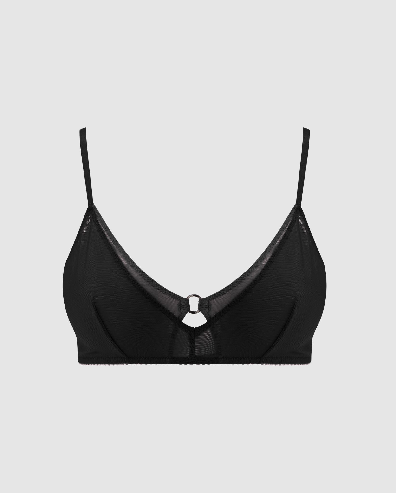 Understatement womens vegan Bralette Mesh Double Triangle Plus Black