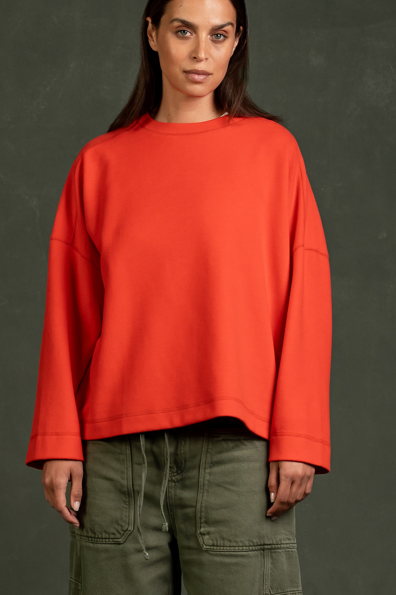 Image of Kuyichi dames vegan Hadley Longsleeve In Klaproosrood