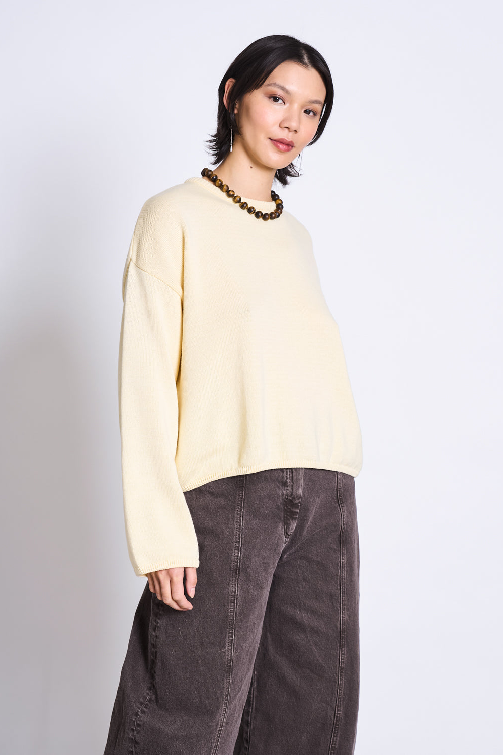JAN N JUNE JAN 'N JUNE Damen vegan Pullover Mit Rundhalsausschnitt Hoy Hellgelb