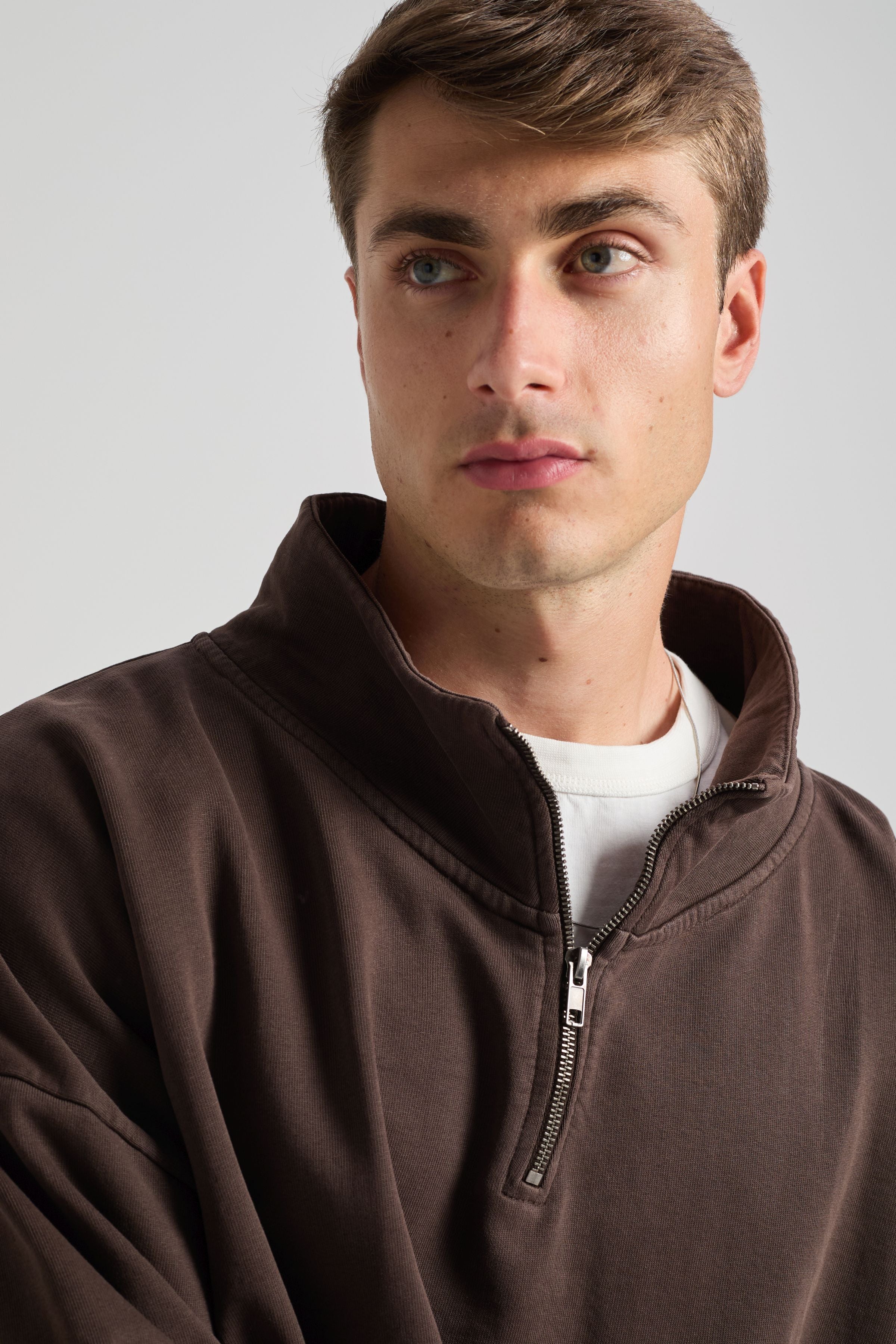 Trendsplant men vegan Sweatshirt Axis Super Heavy Quarter Zip Coffee Bean